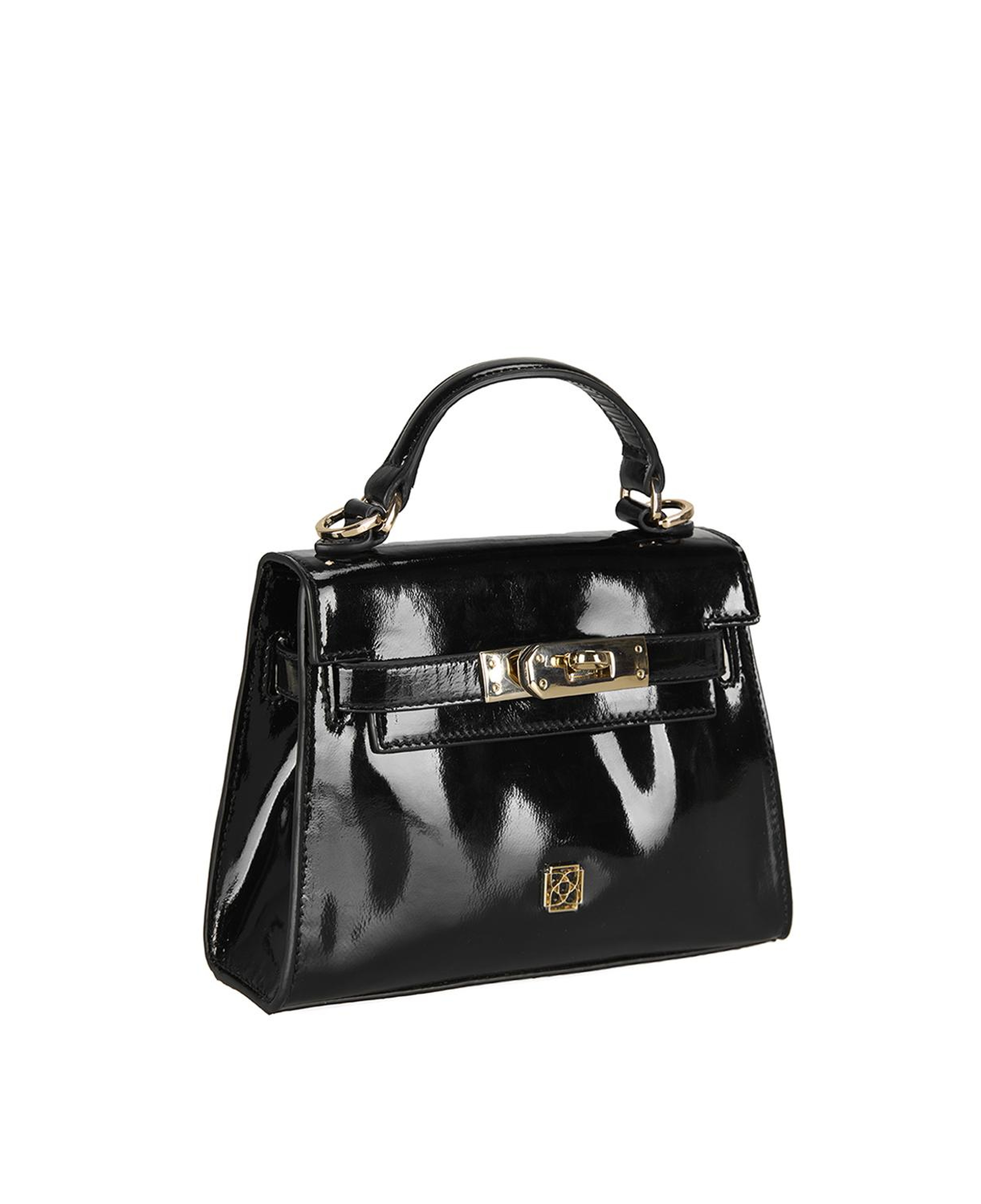 Rebeni Siyah Kadın Rugan El Çantası