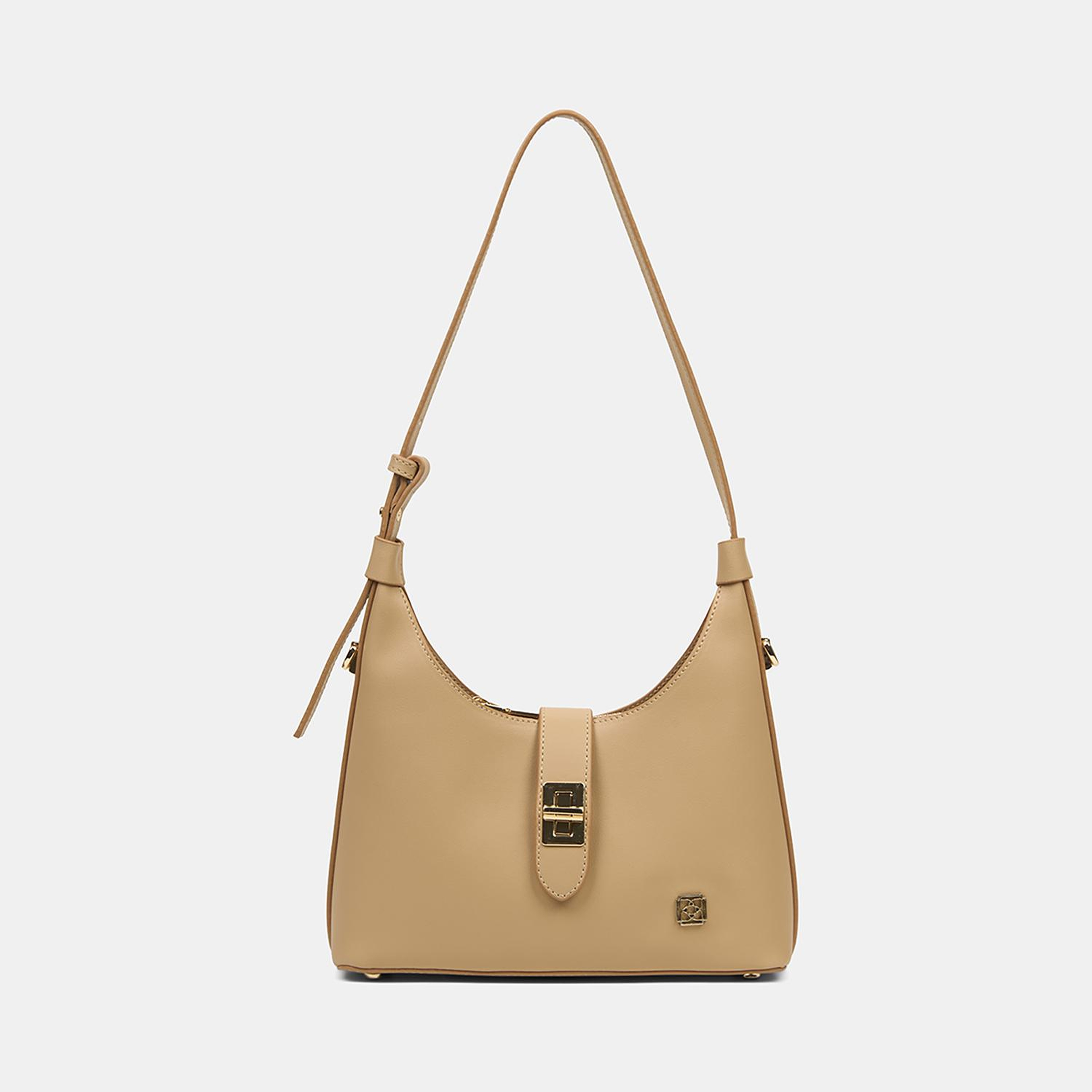 Kadın Camel Gold Kilit Detaylı Omuz Çantası