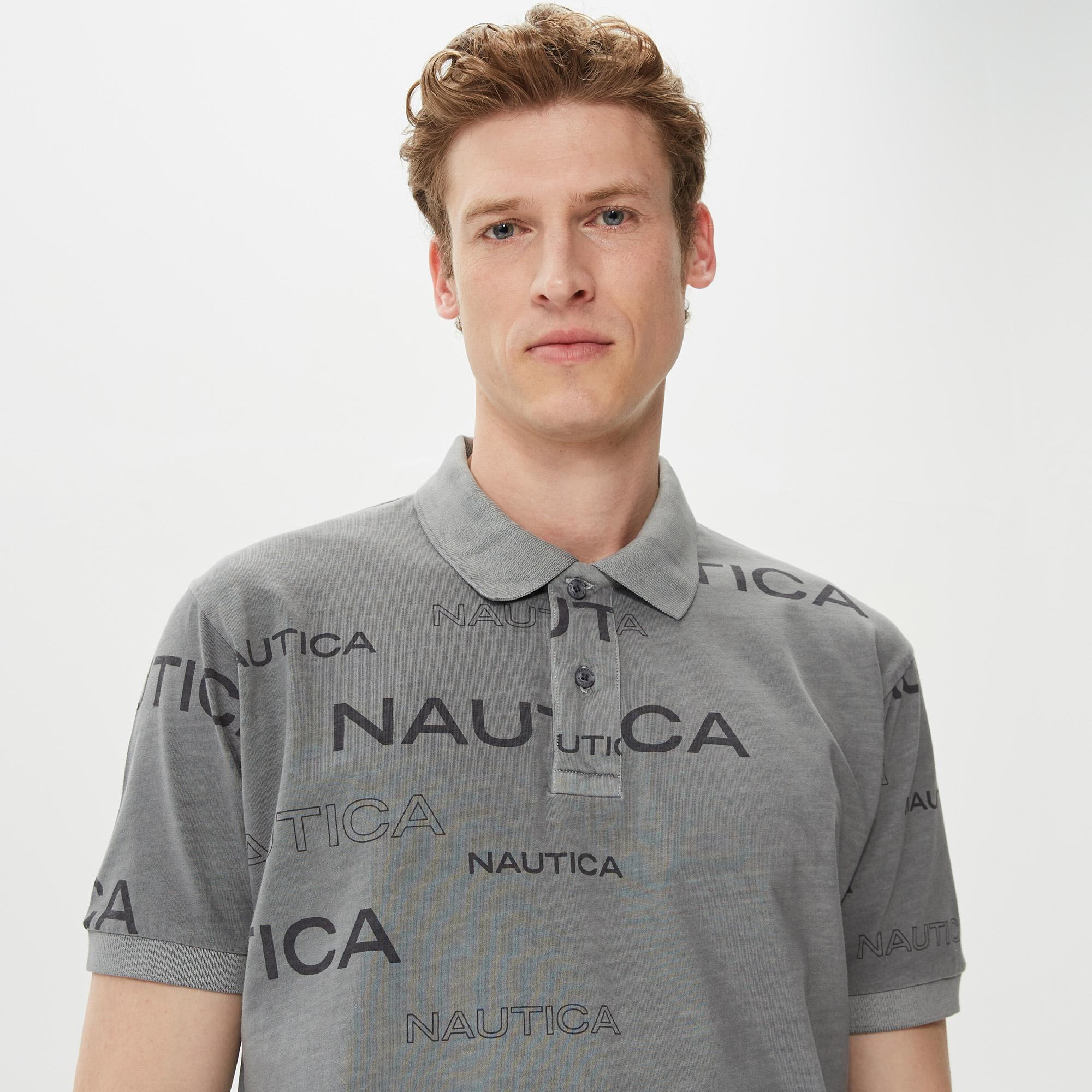 Nautica Erkek Gri Kısa Kollu Polo Yaka T-Shirt