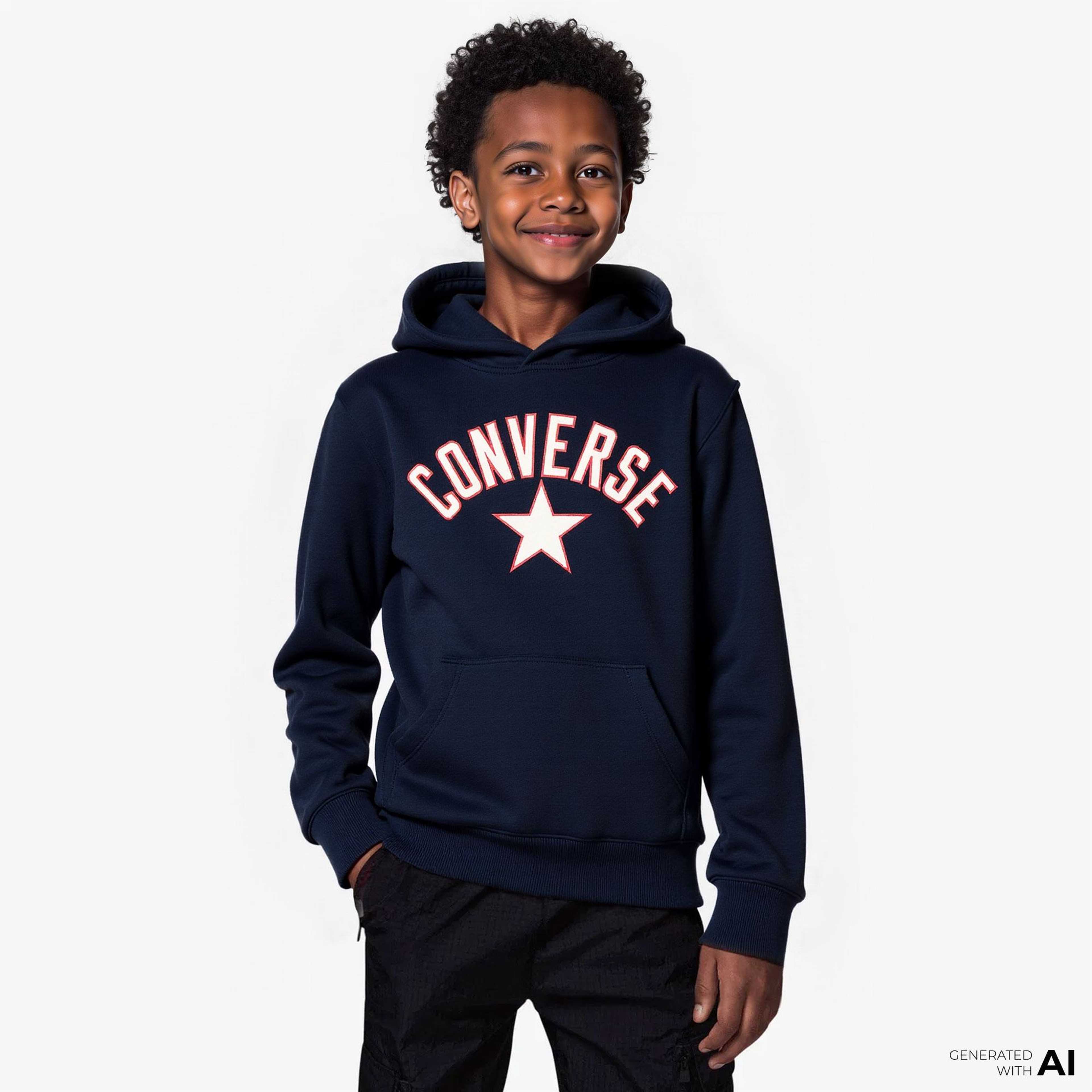 Converse Arch Flc Çocuk Siyah Hoodie