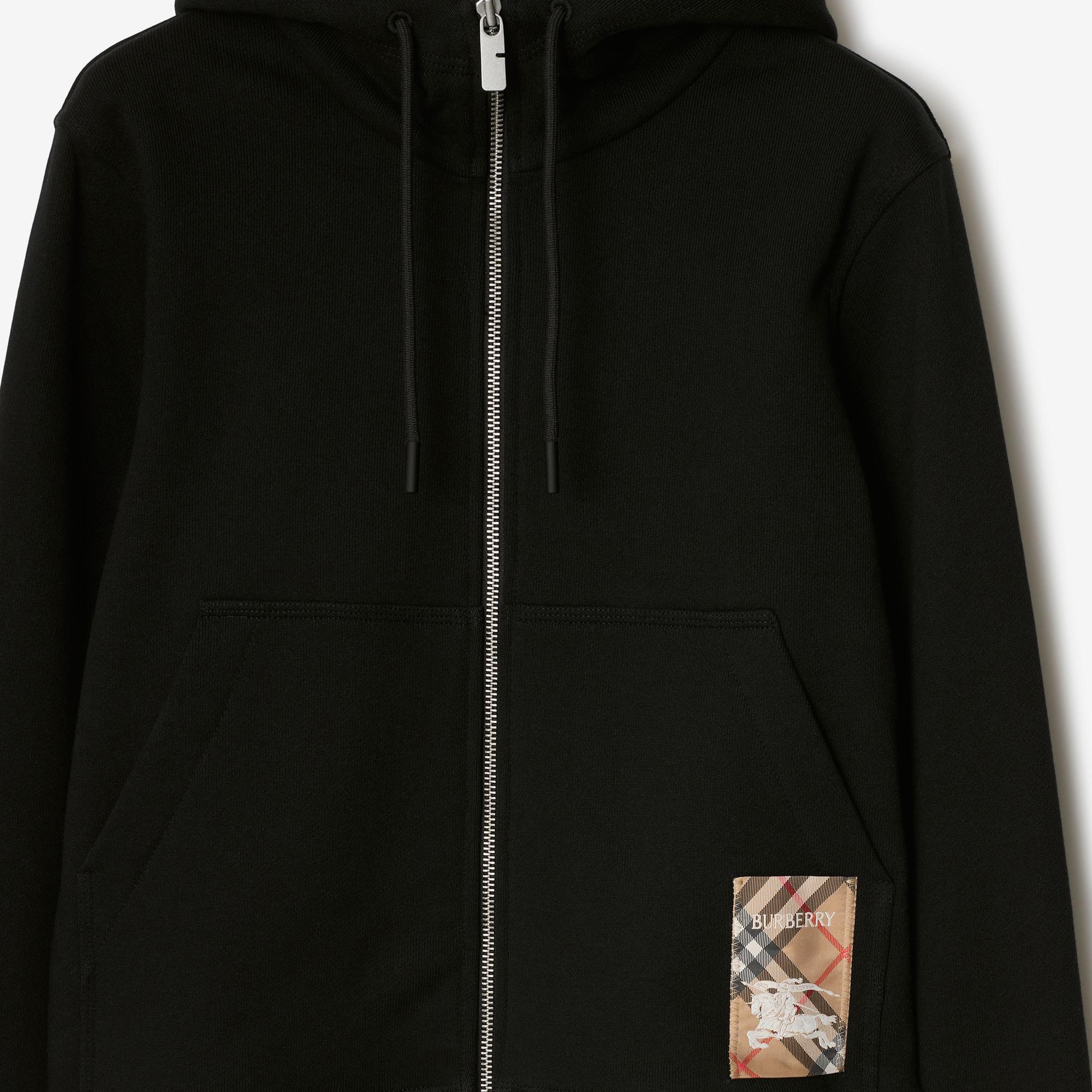Burberry For Label Cotton Zip Kadın Siyah Hoodie