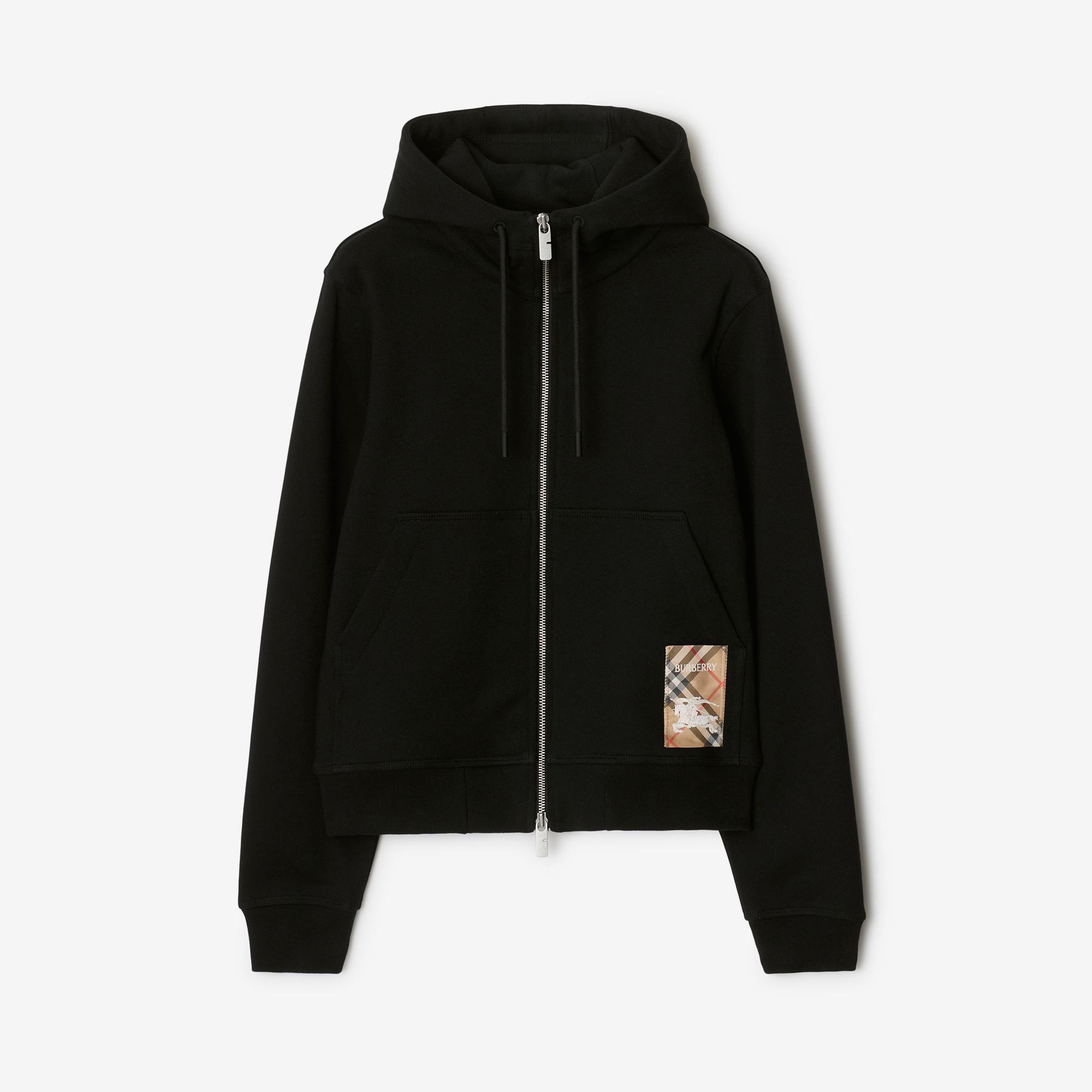 Burberry For Label Cotton Zip Kadın Siyah Hoodie