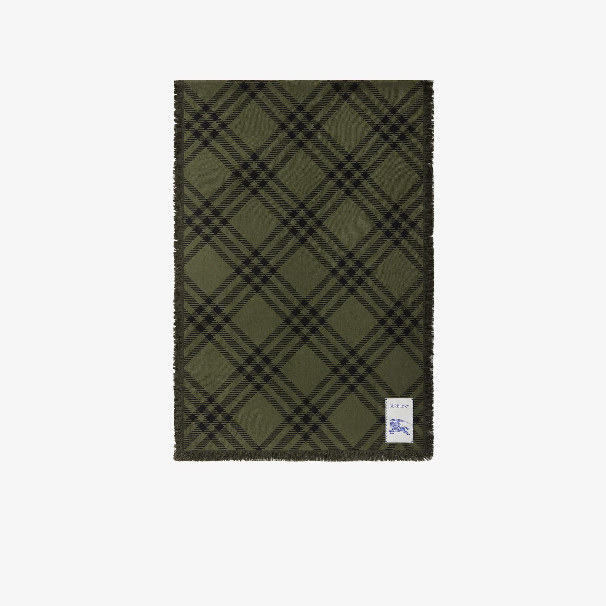 Burberry Wide Check Wool Silk Kadın Yeşil Atkı