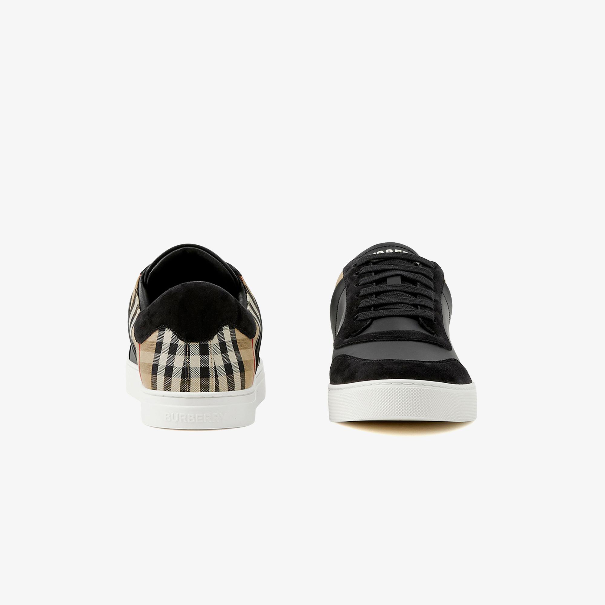 Burberry Leather, Suede and Check Erkek Siyah Sneaker