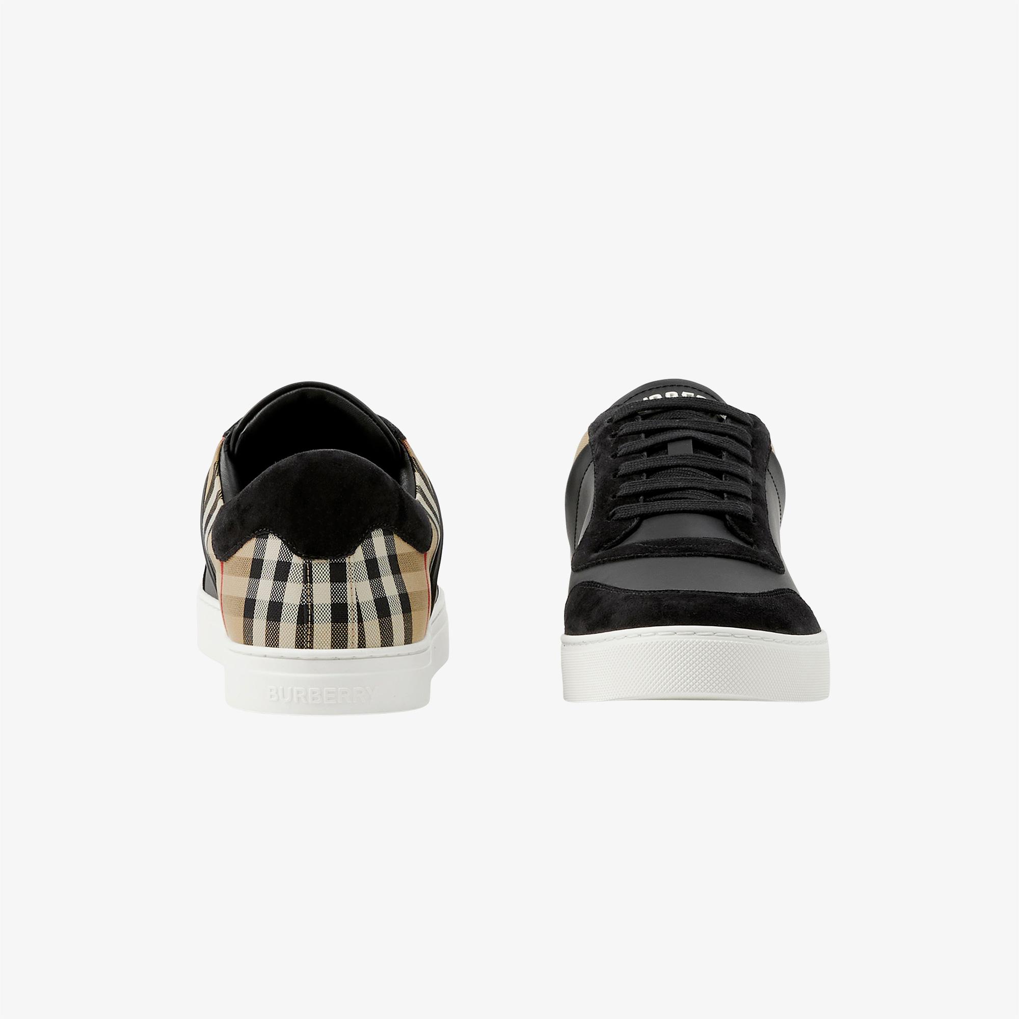 Burberry Leather, Suede and Check Erkek Siyah Sneaker