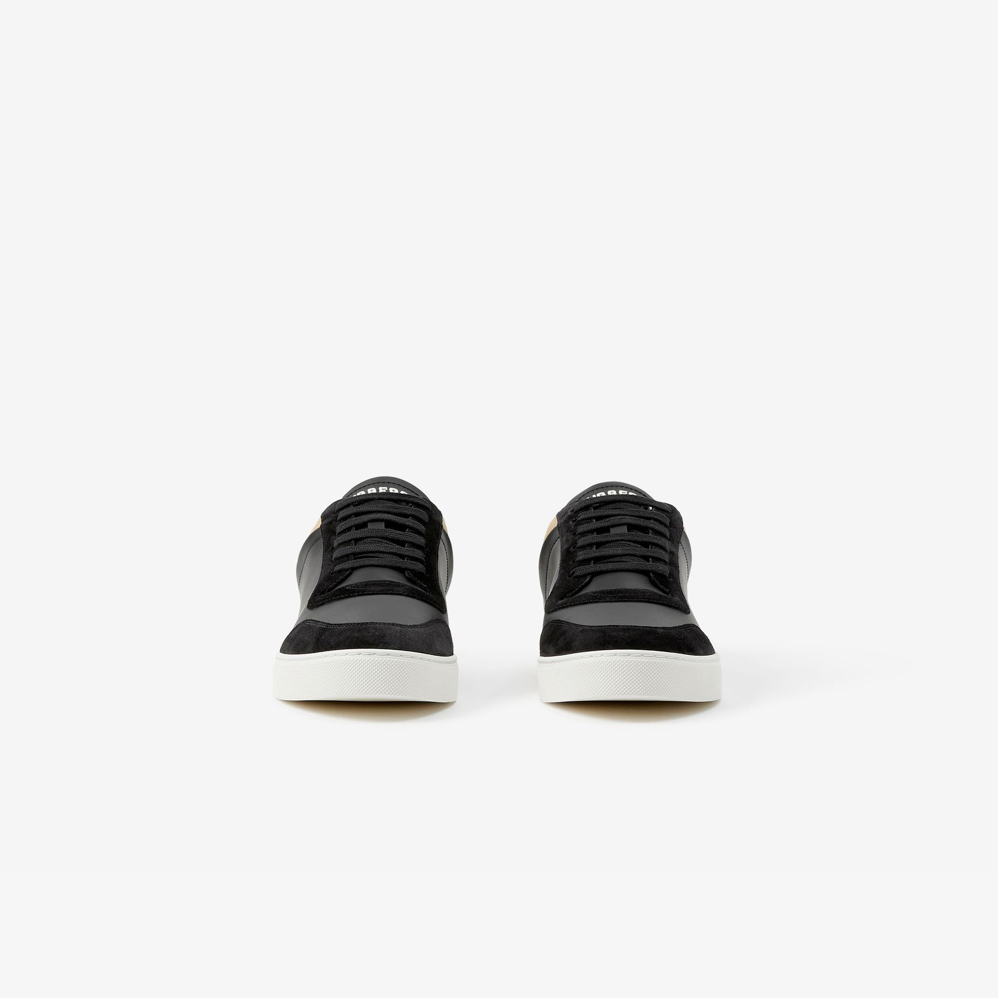 Burberry Leather, Suede and Check Erkek Siyah Sneaker