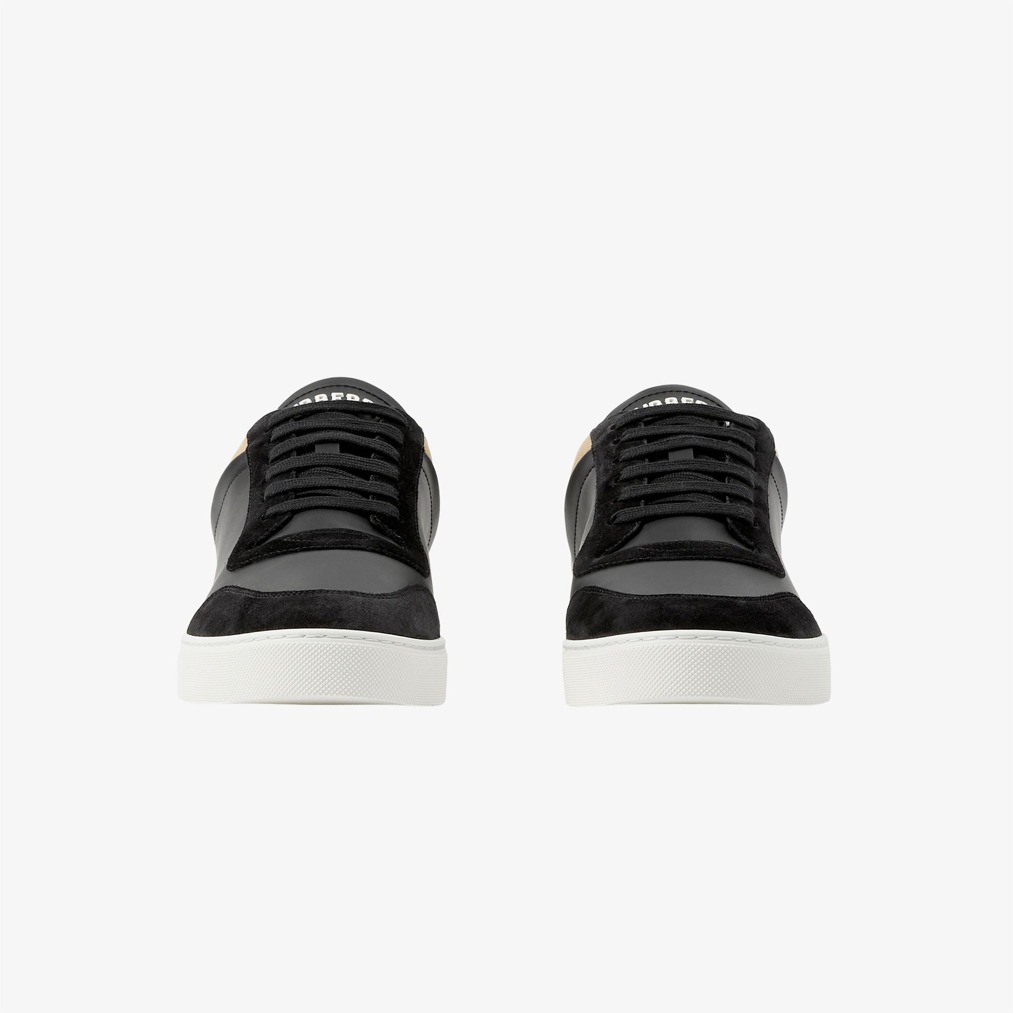 Burberry Leather, Suede and Check Erkek Siyah Sneaker