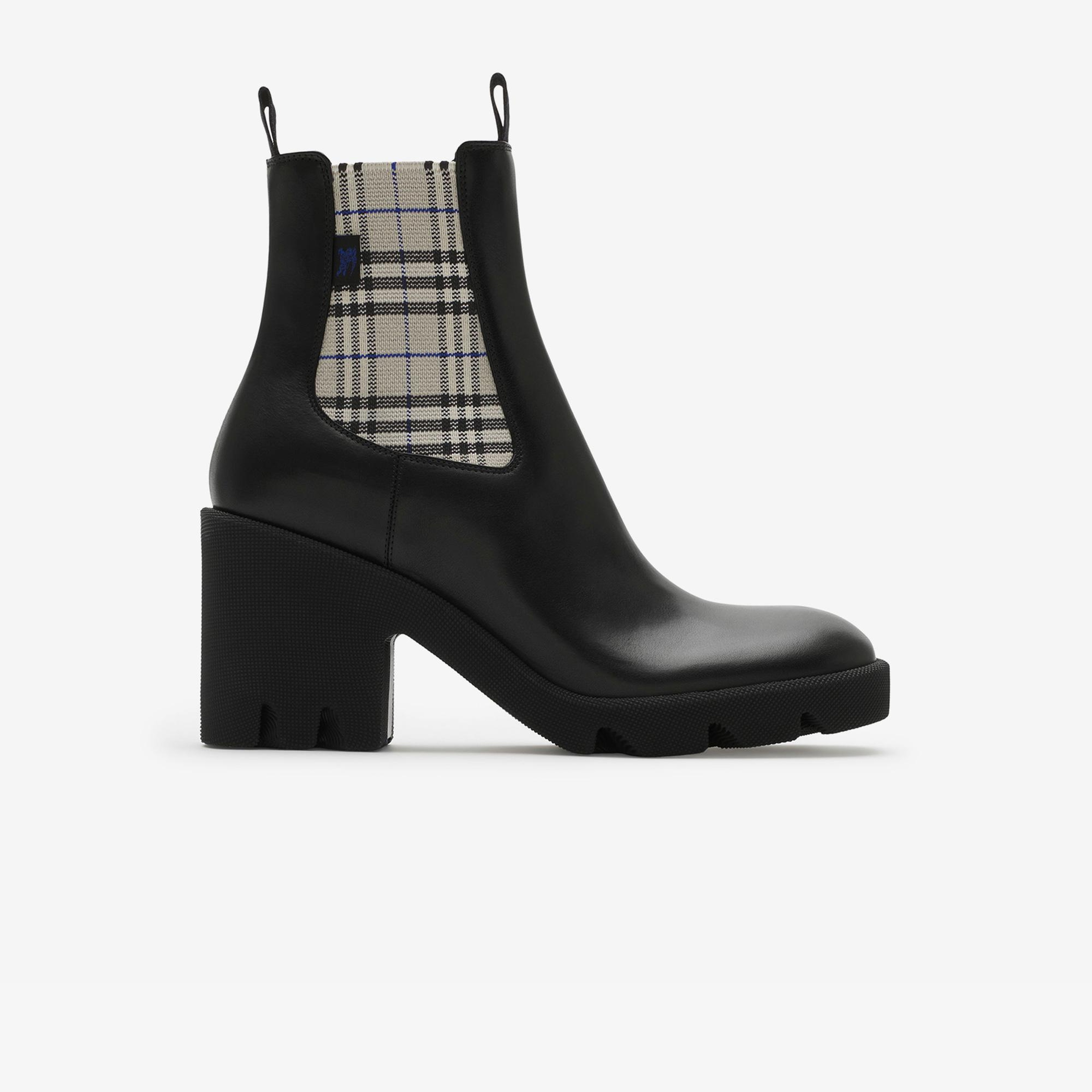 Burberry Leather Stride Chelsea Kadın Siyah Bot