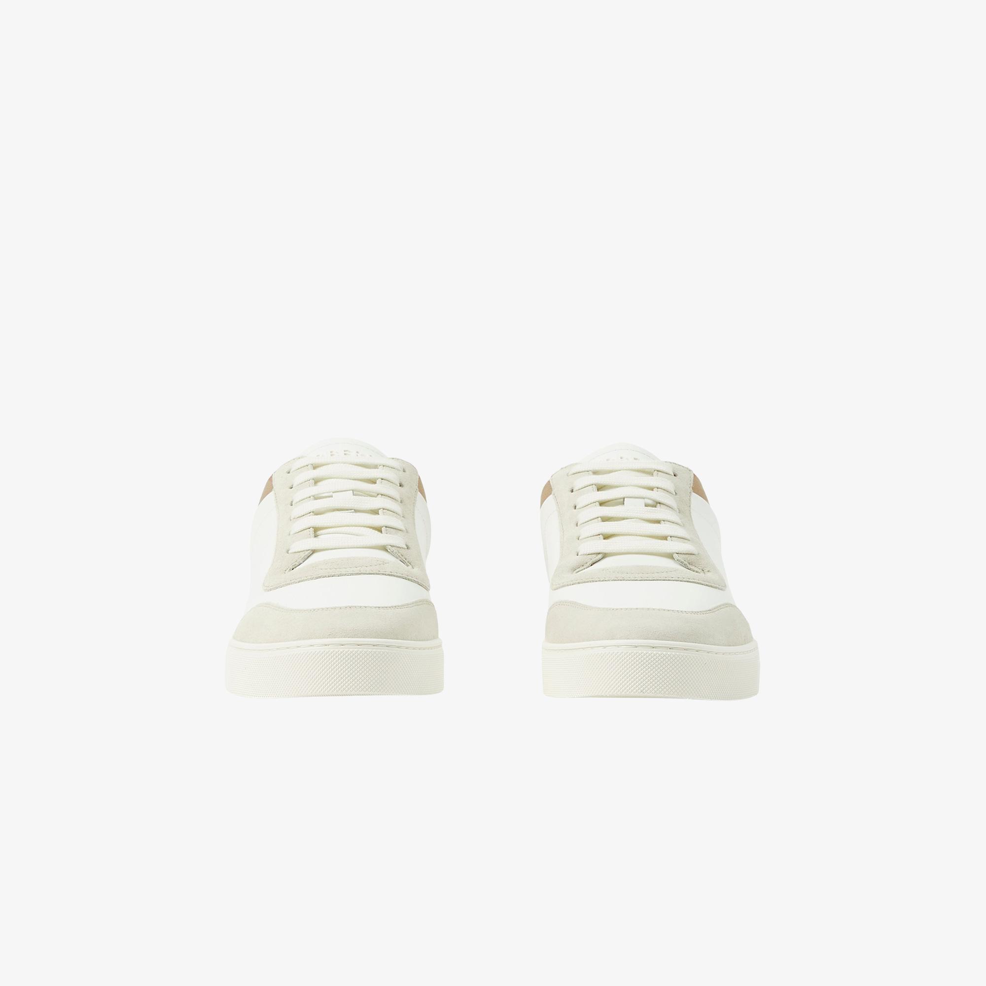 Burberry Leather, Suede and Check Erkek Beyaz Sneaker