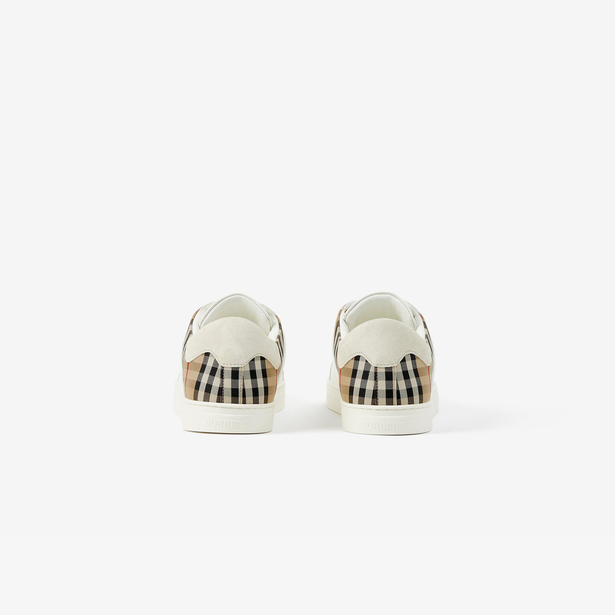 Burberry Leather, Suede and Check Erkek Beyaz Sneaker