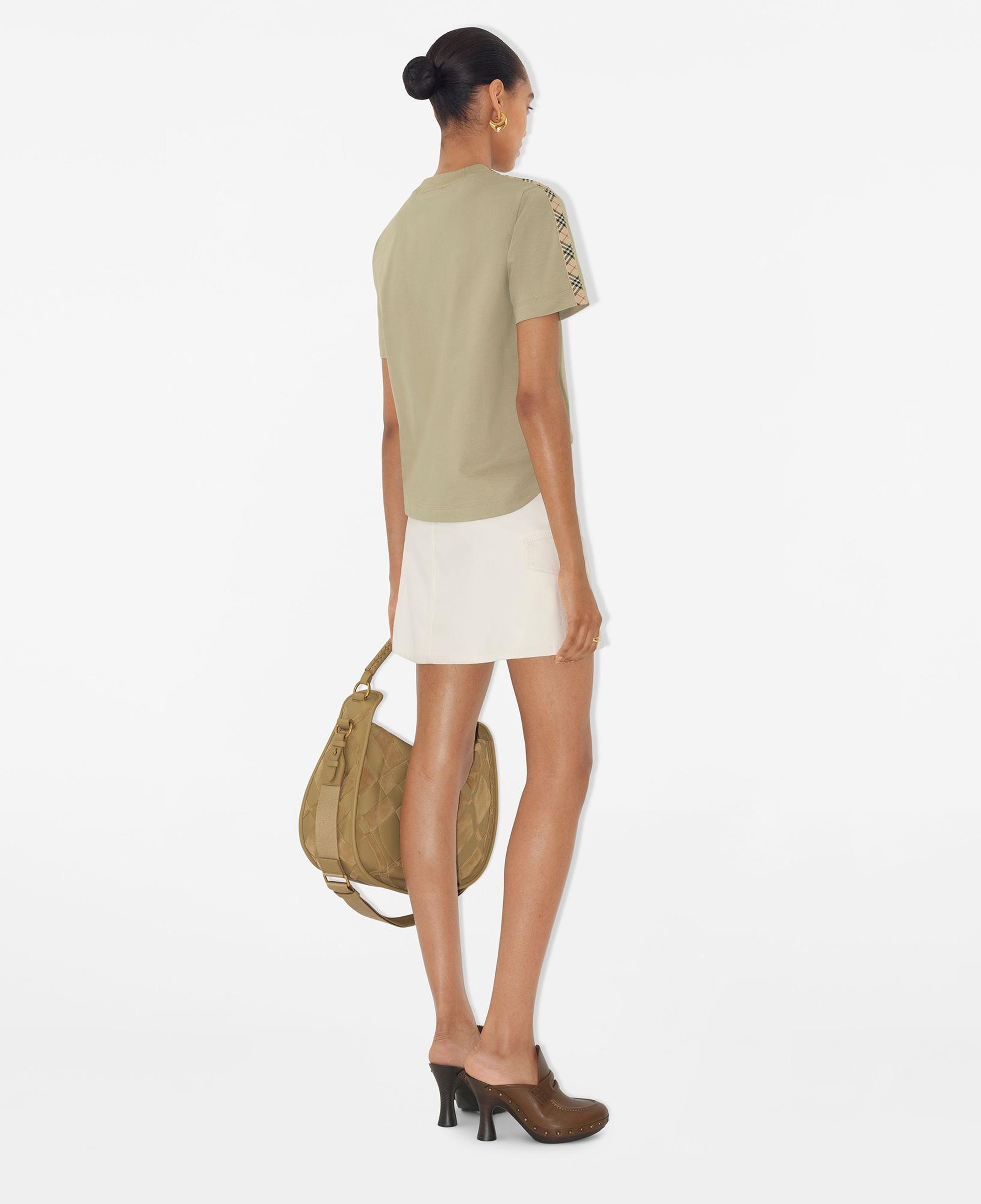 Burberry Tal Trim Cotton Kadın Haki T-Shirt