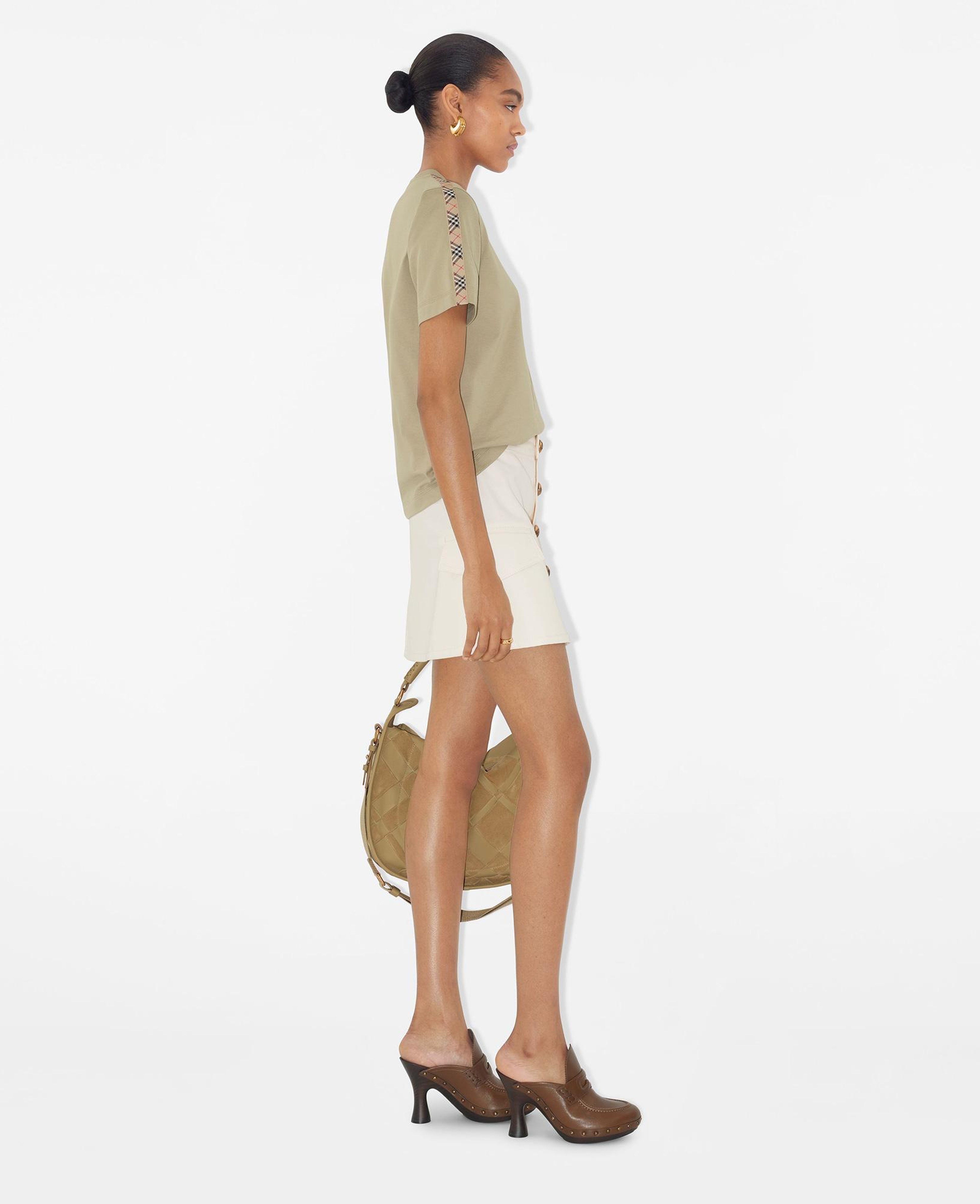 Burberry Tal Trim Cotton Kadın Haki T-Shirt