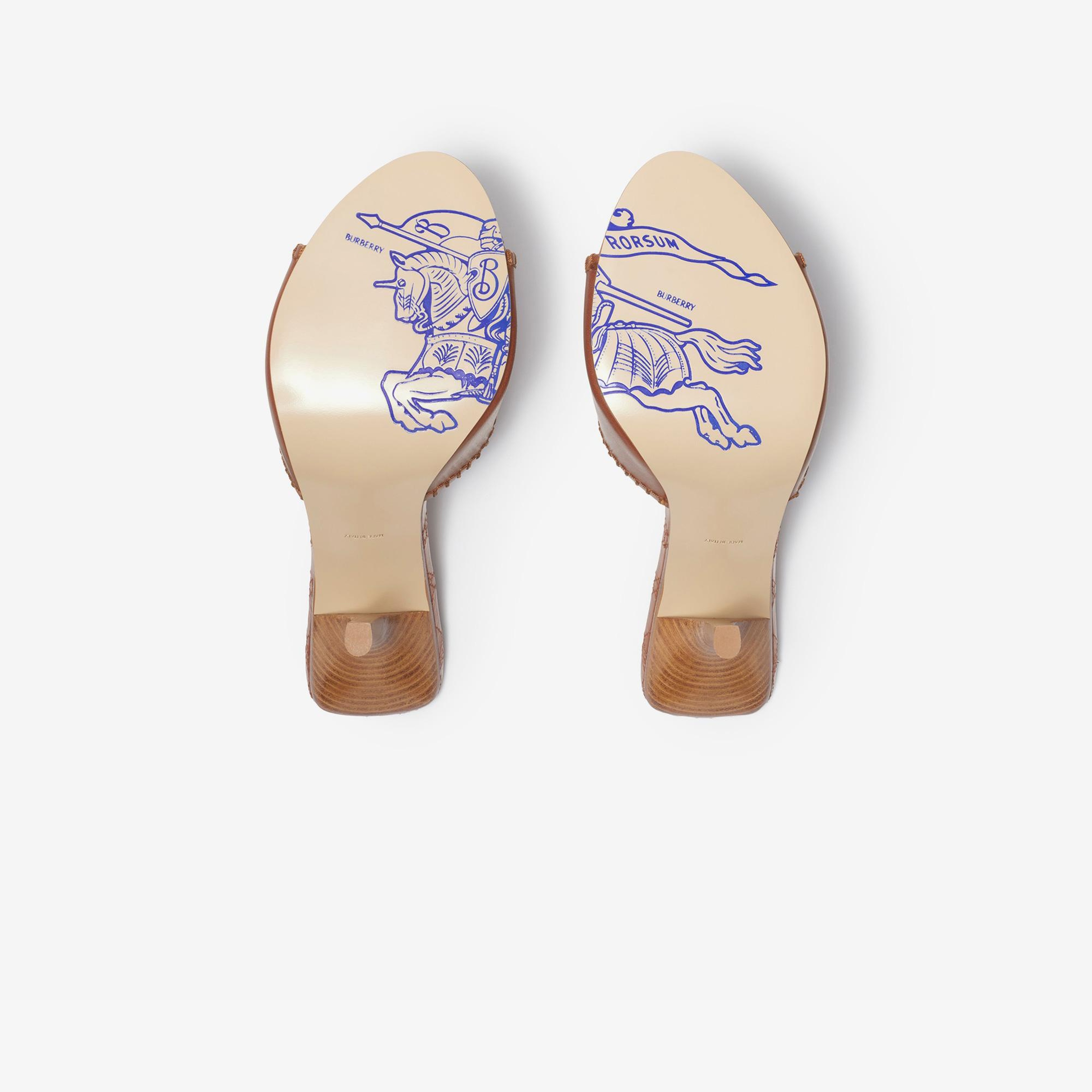 Burberry Leather Cabana Mules Kadın Kahverengi Topuklu Terlik