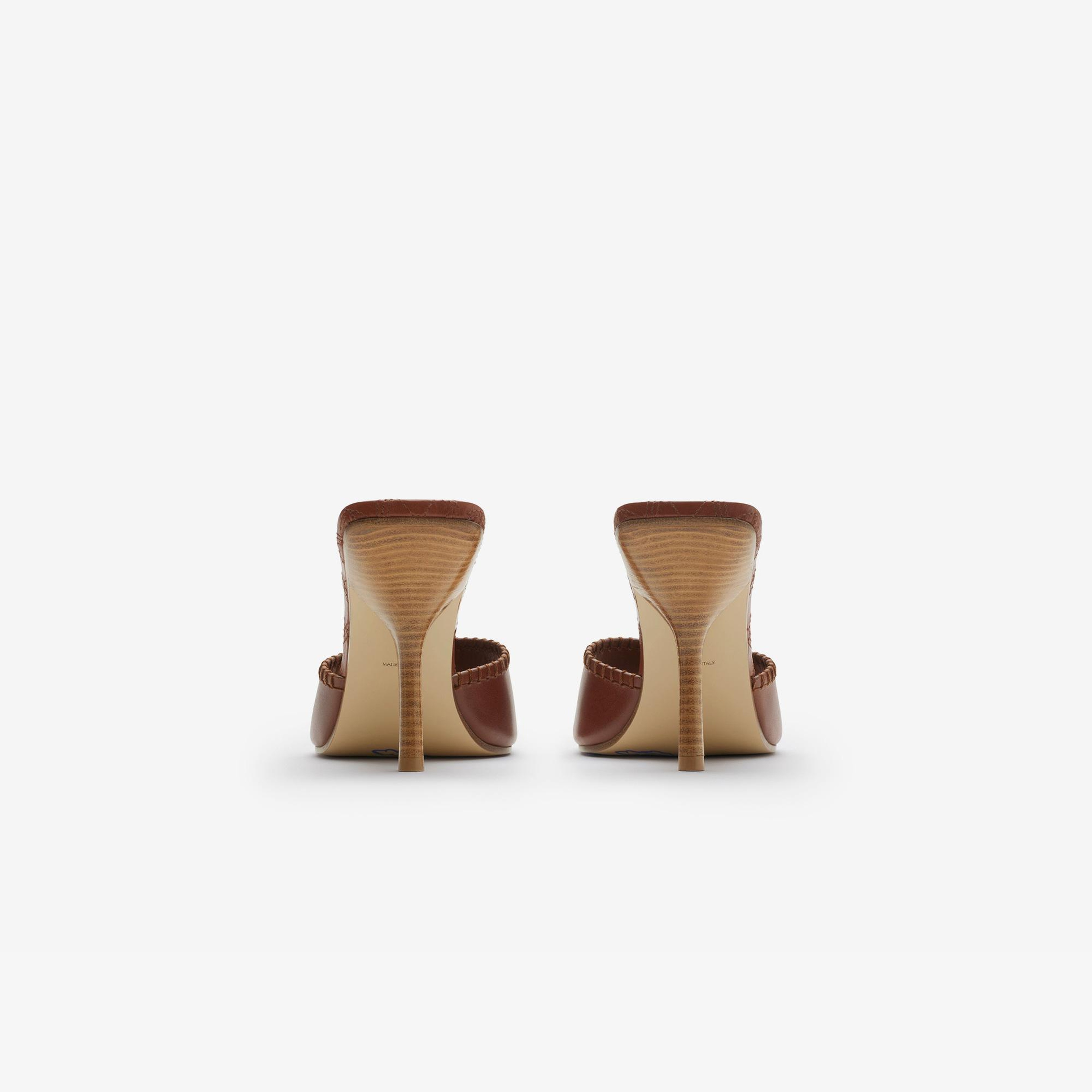 Burberry Leather Cabana Mules Kadın Kahverengi Topuklu Terlik