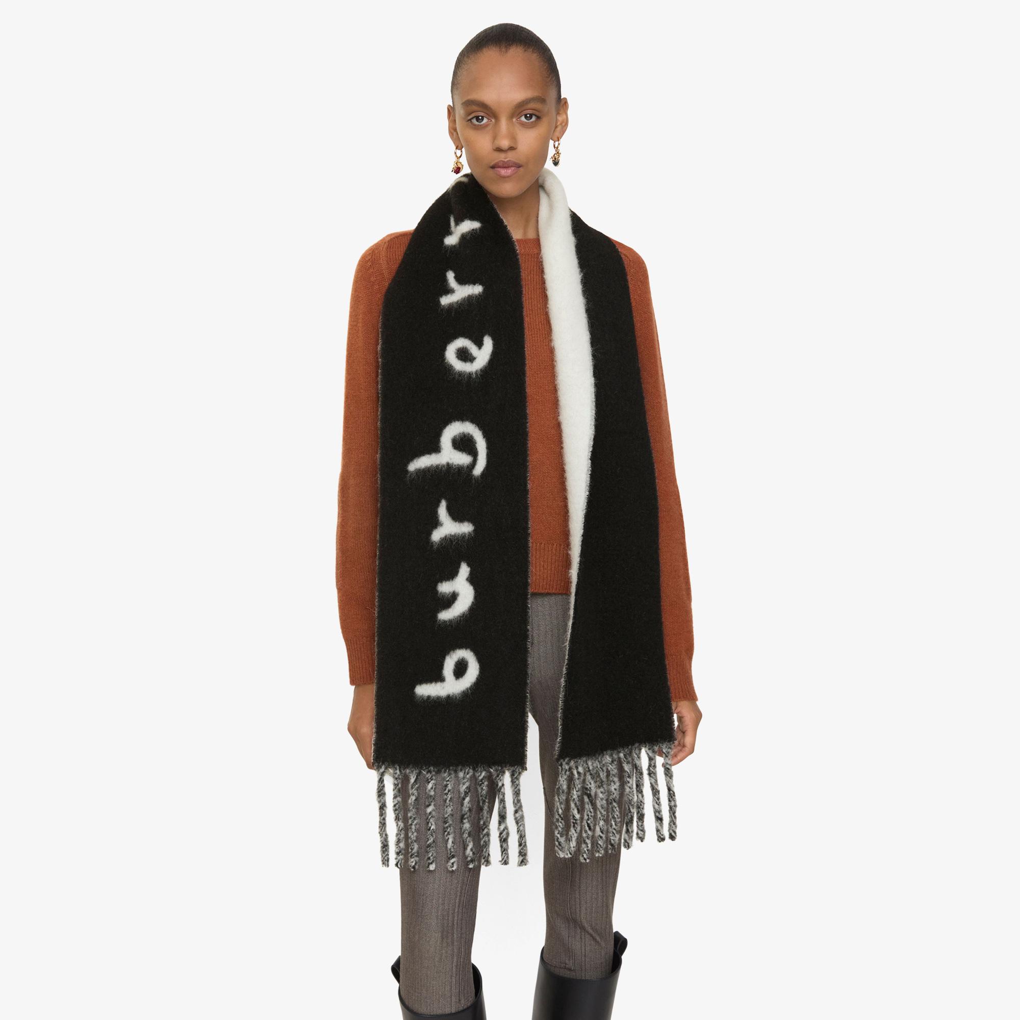 Burberry Text Jacquard Kadın Siyah Atkı