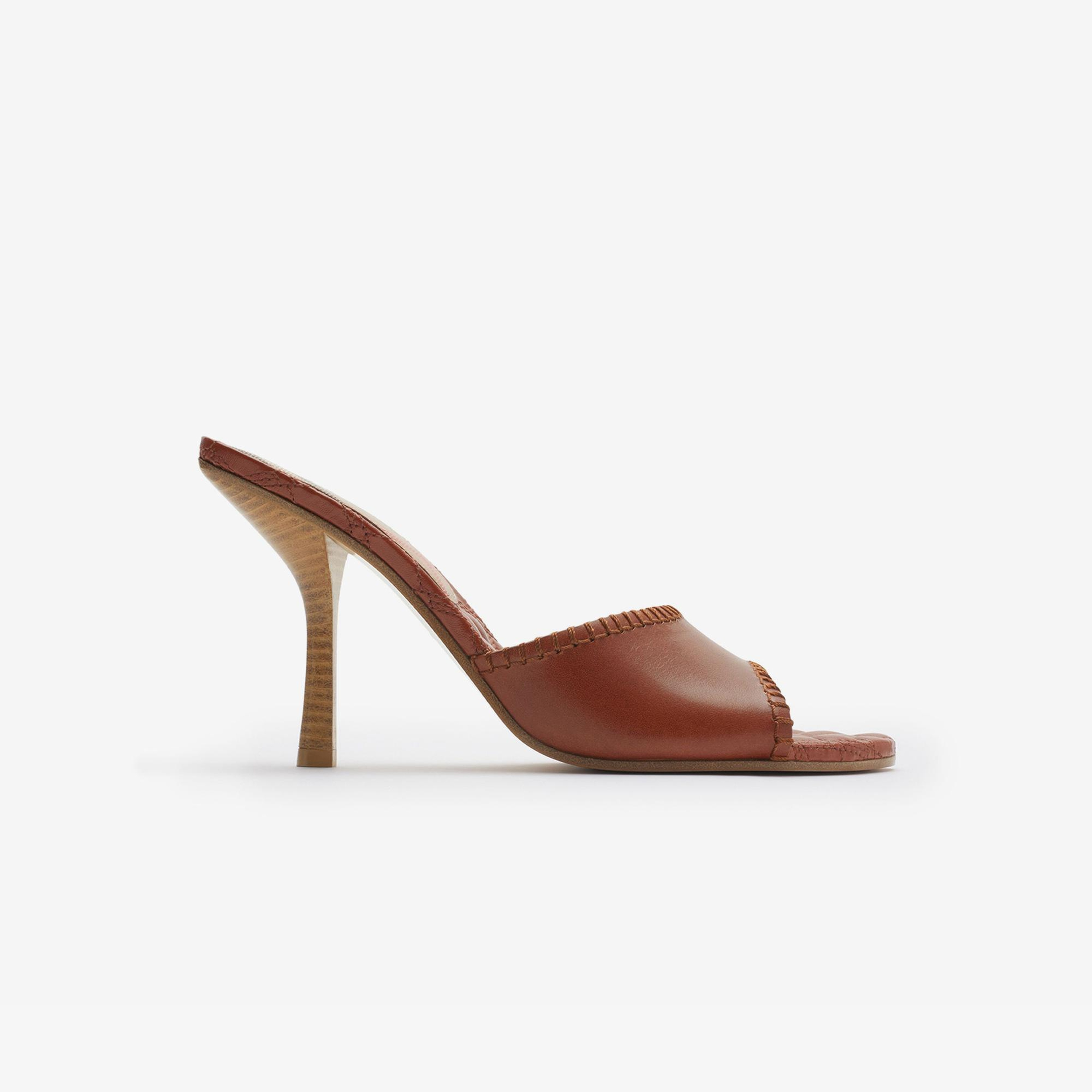 Burberry Leather Cabana Mules Kadın Kahverengi Topuklu Terlik