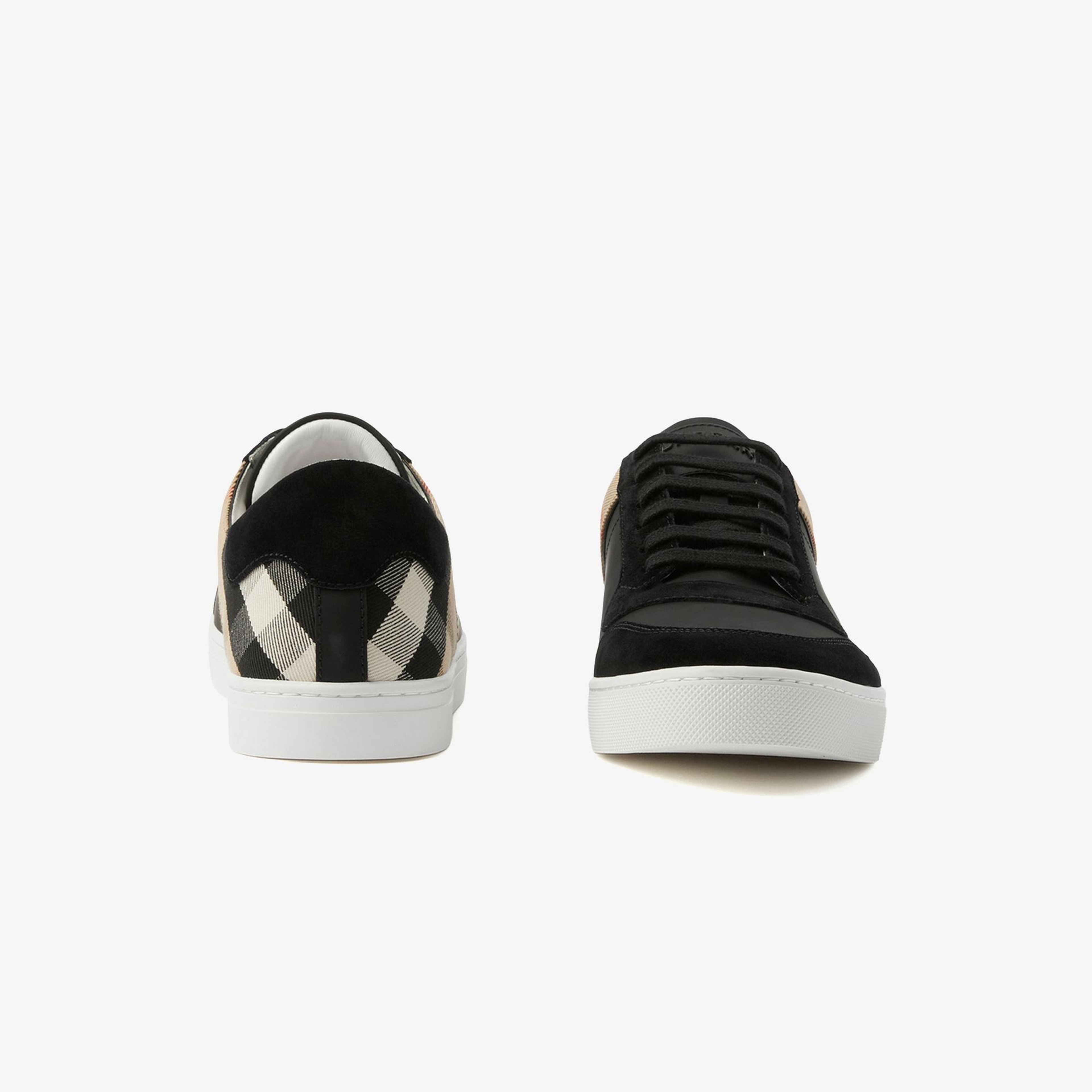 Burberry New Reeth Low Leather Suede And House Cotton Erkek Siyah Sneaker