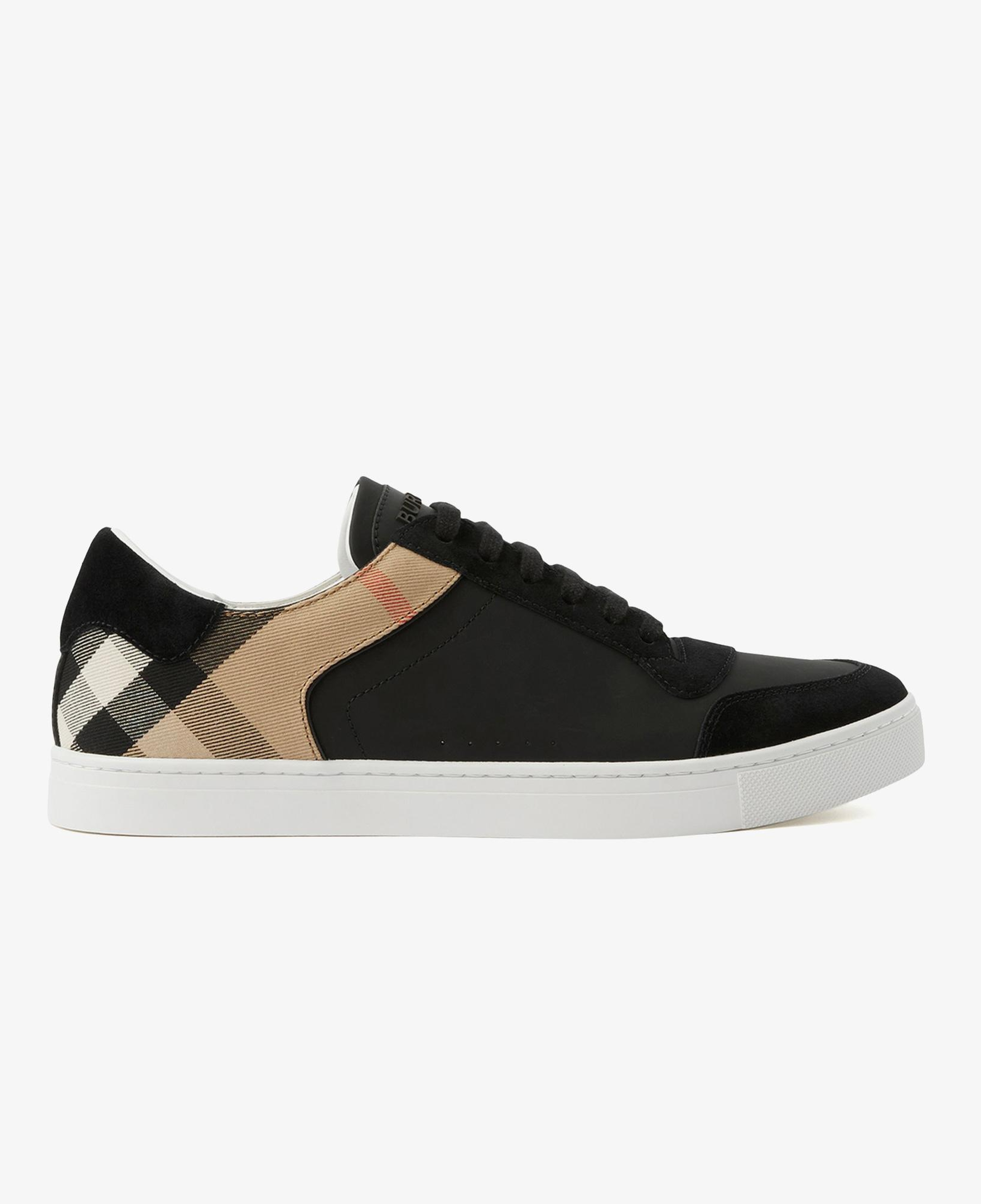 Burberry New Reeth Low Leather Suede And House Cotton Erkek Siyah Sneaker