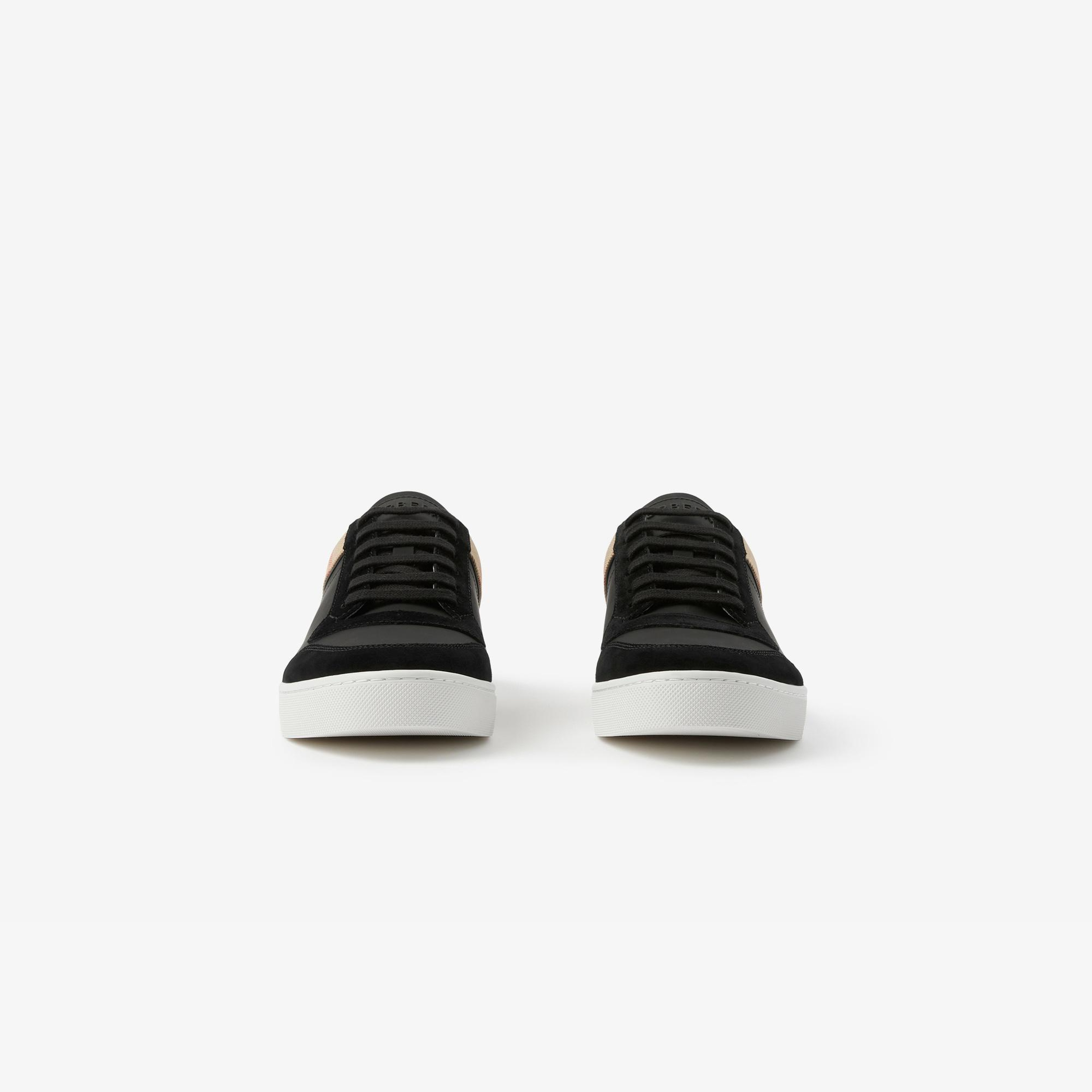 Burberry New Reeth Low Leather Suede And House Cotton Erkek Siyah Sneaker