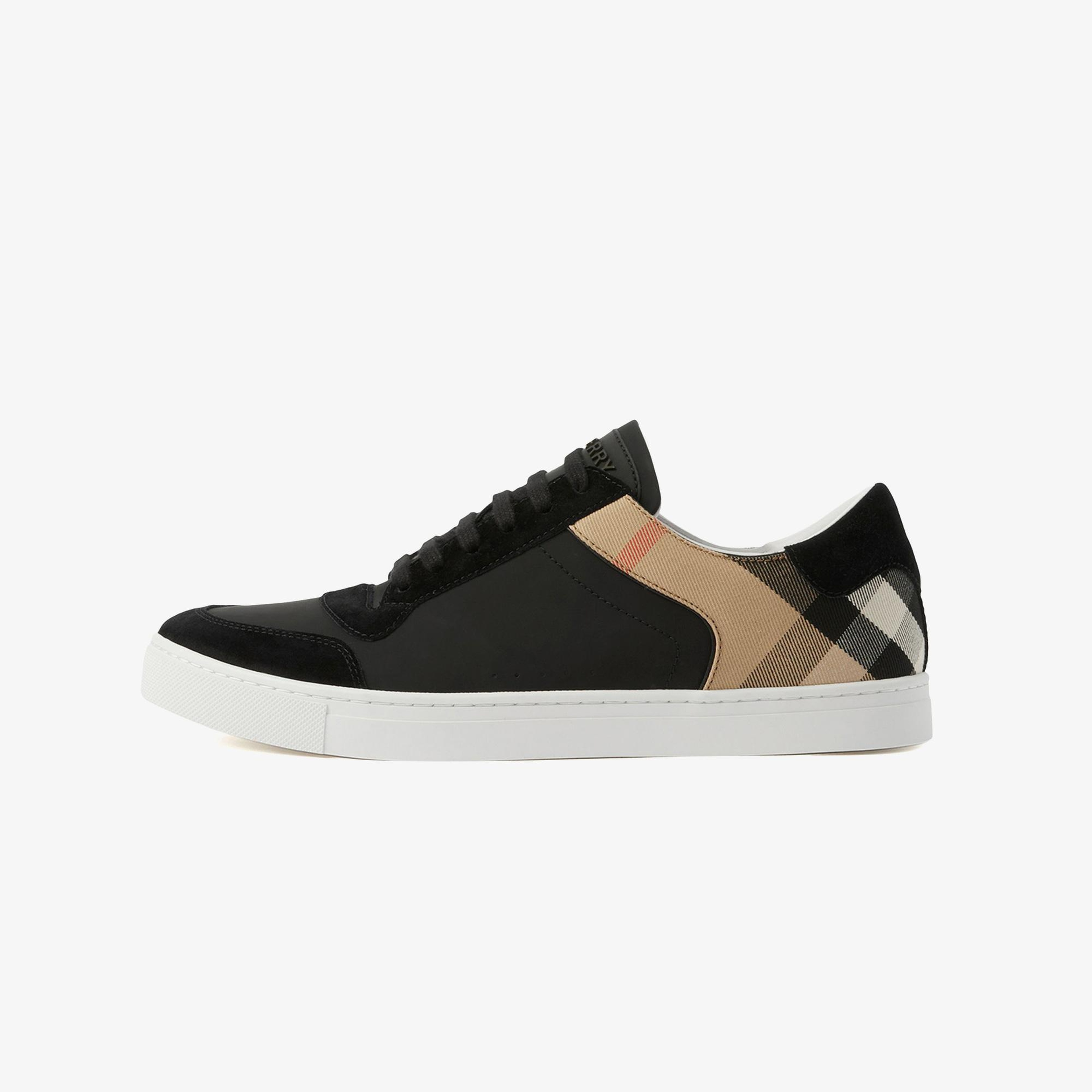Burberry New Reeth Low Leather Suede And House Cotton Erkek Siyah Sneaker