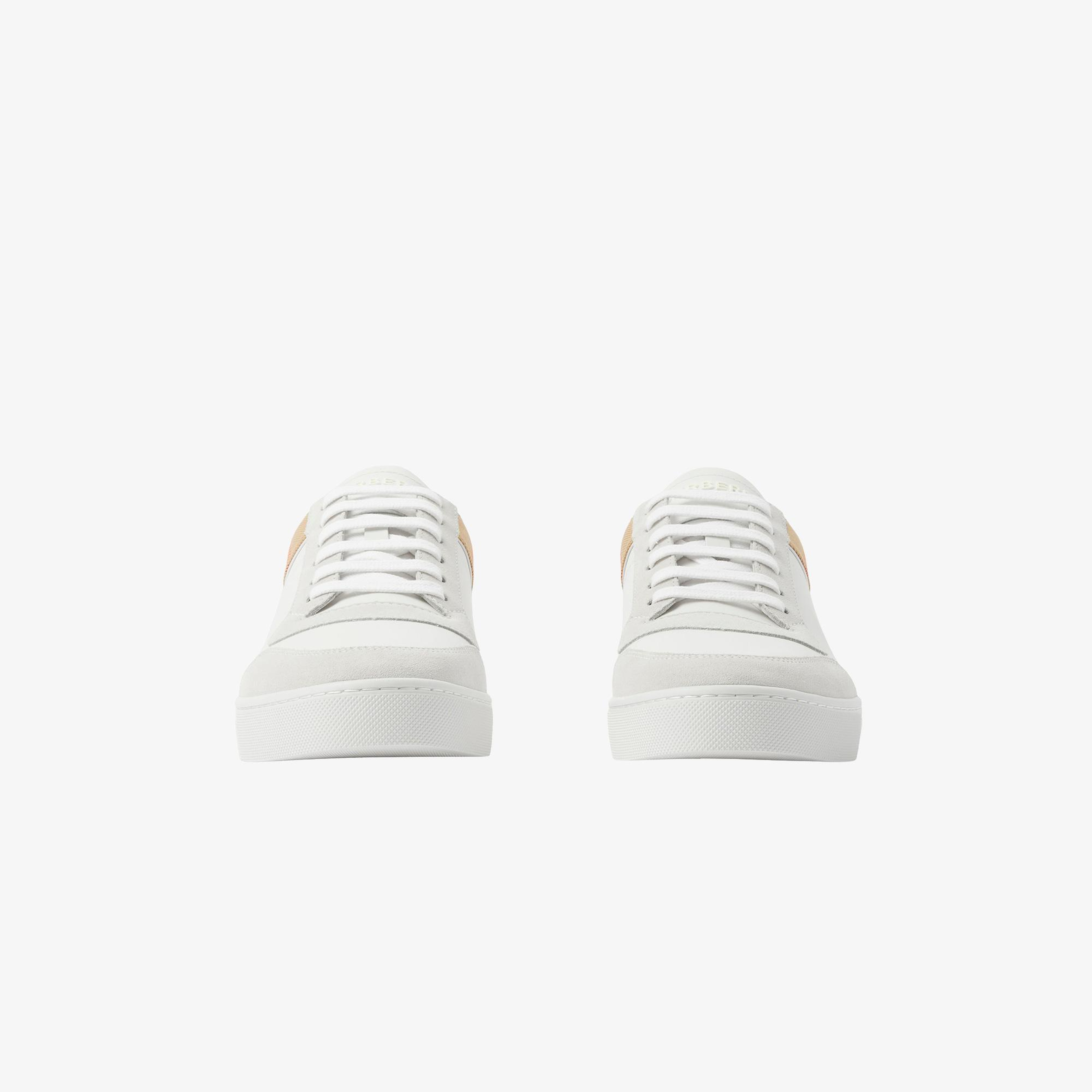 Burberry New Reeth Low Leather Suede And House Cotton Erkek Beyaz Sneaker