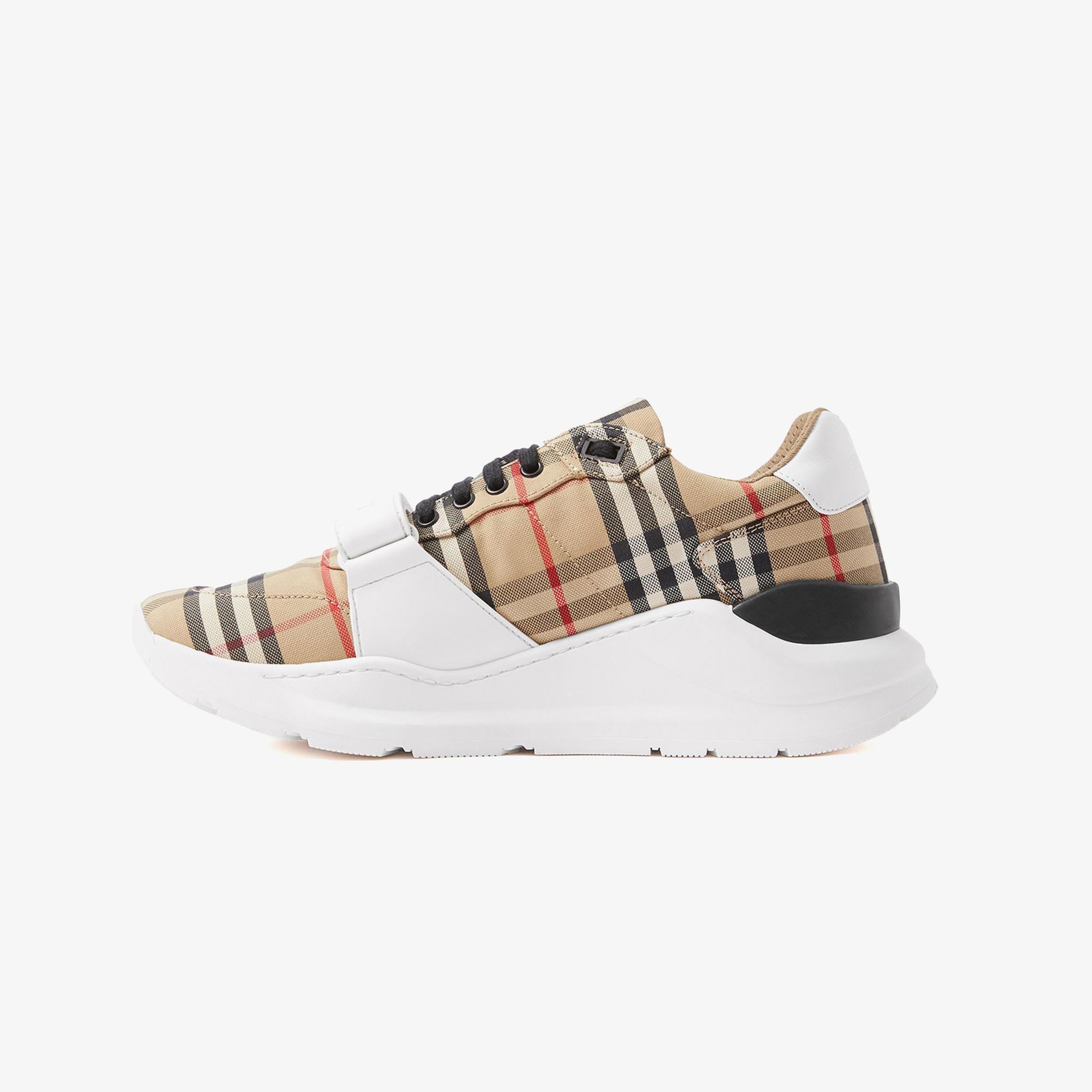 Burberry Check, Suede and Leather Erkek Bej Sneaker
