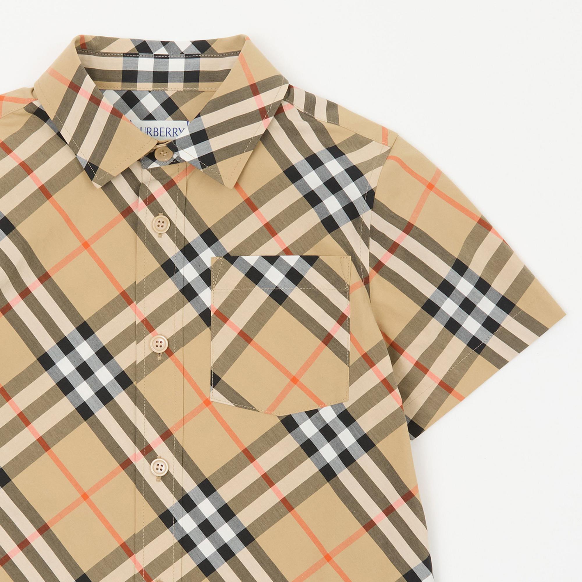 Burberry Check Pamuklu Çocuk Bej Gömlek