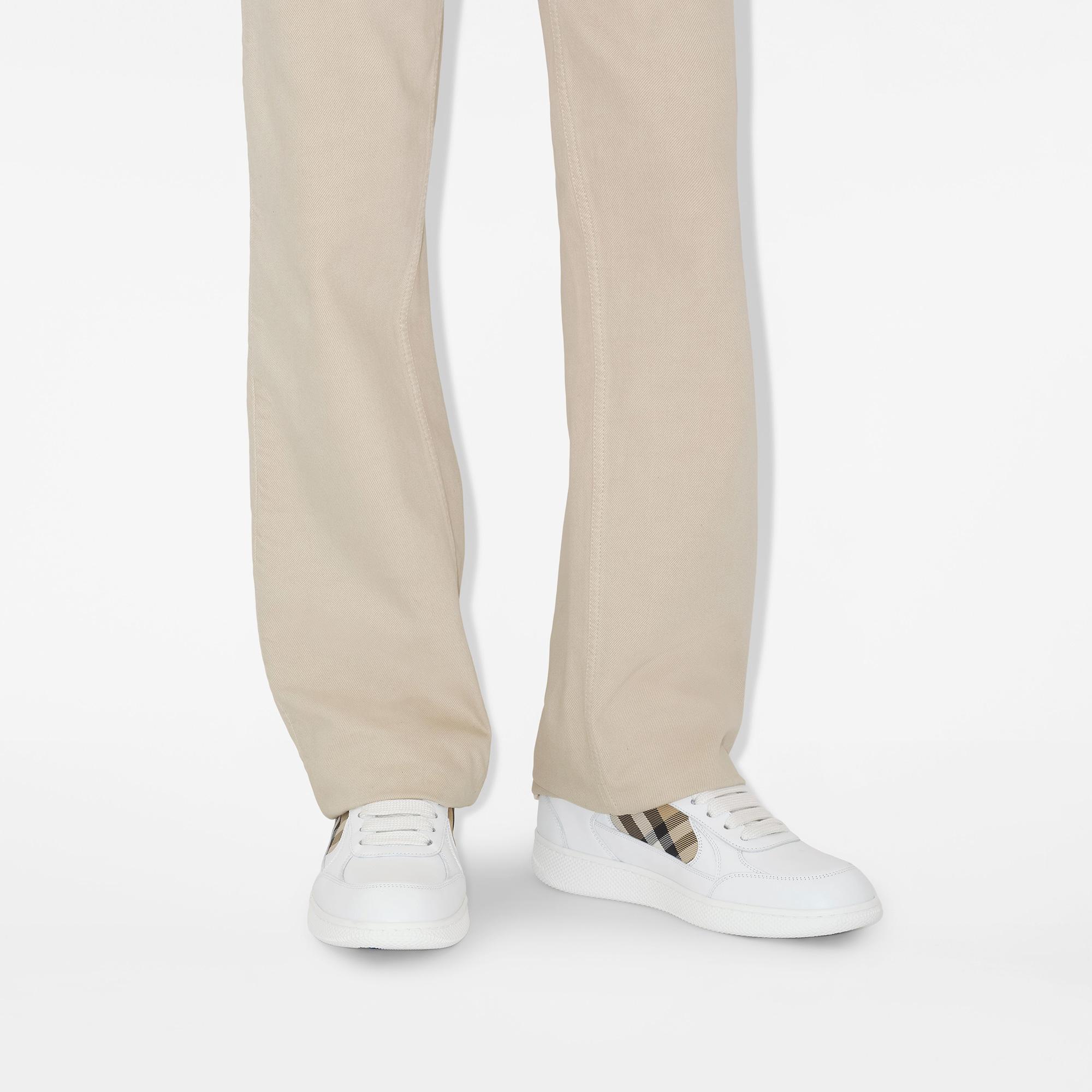 Burberry Mix Leather And Terrace Kadın Beyaz Sneaker