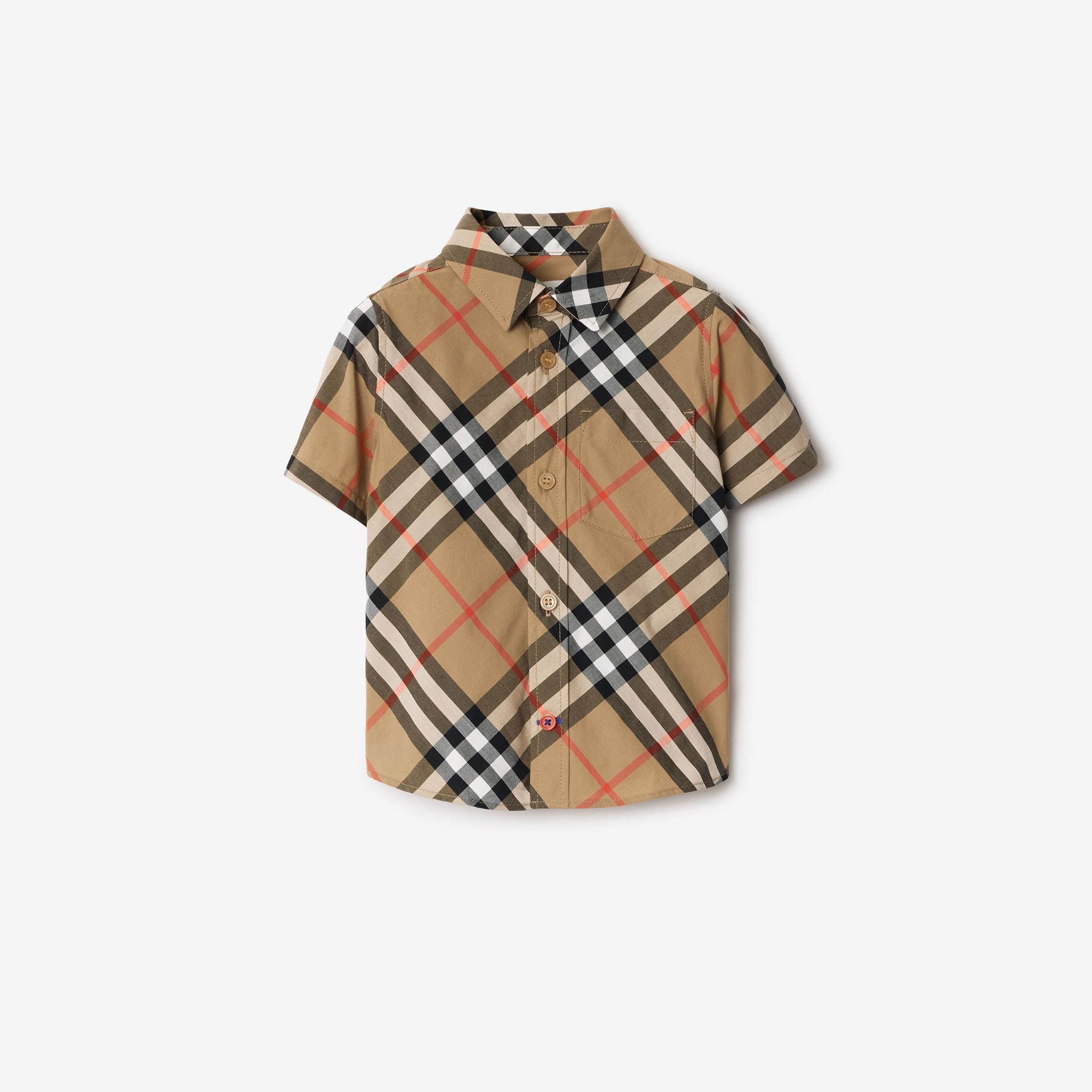 Burberry Check Pamuklu Çocuk Bej Gömlek