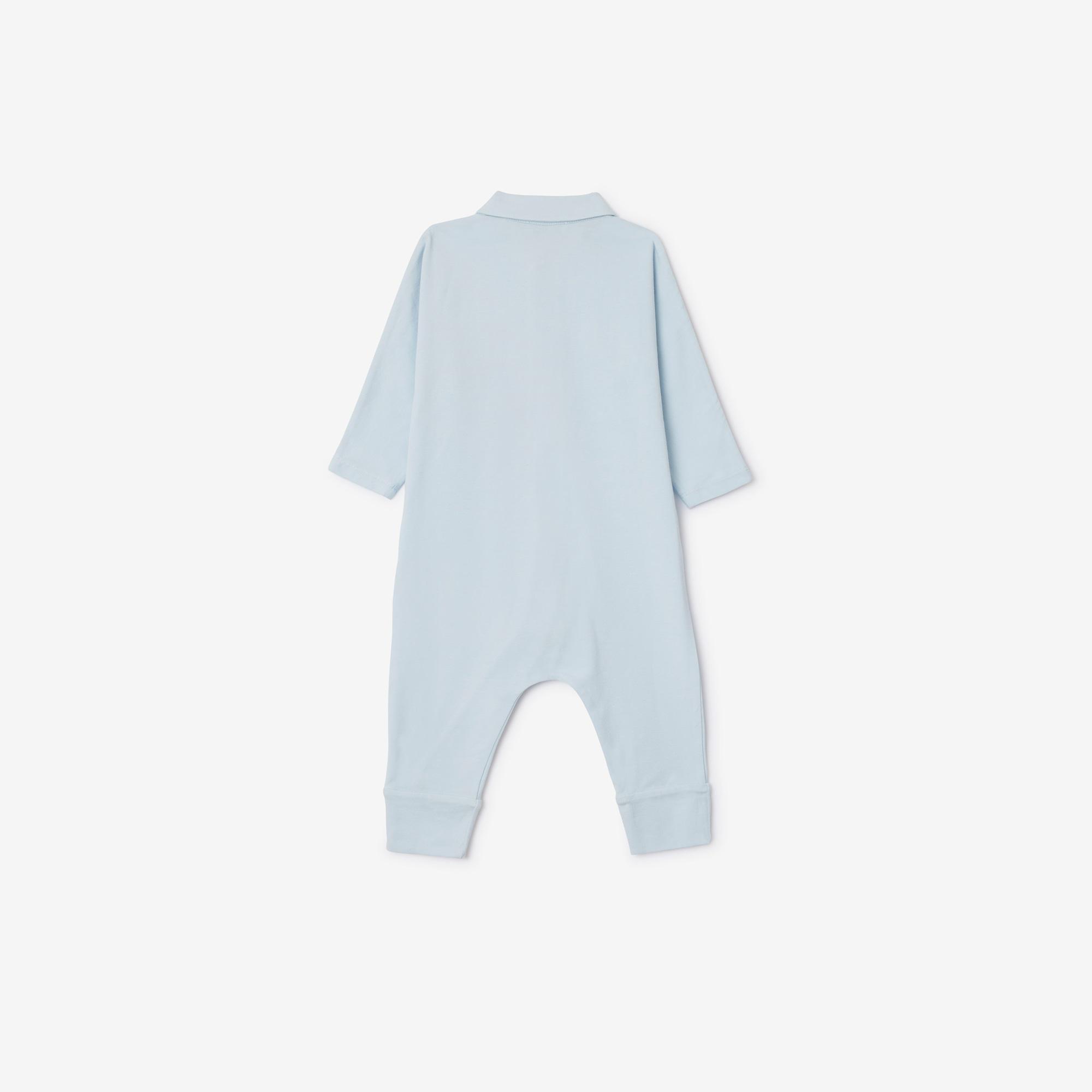 Burberry Hamilton Stretch Cotton Three-Piece Çocuk Mavi Bebek Takımı