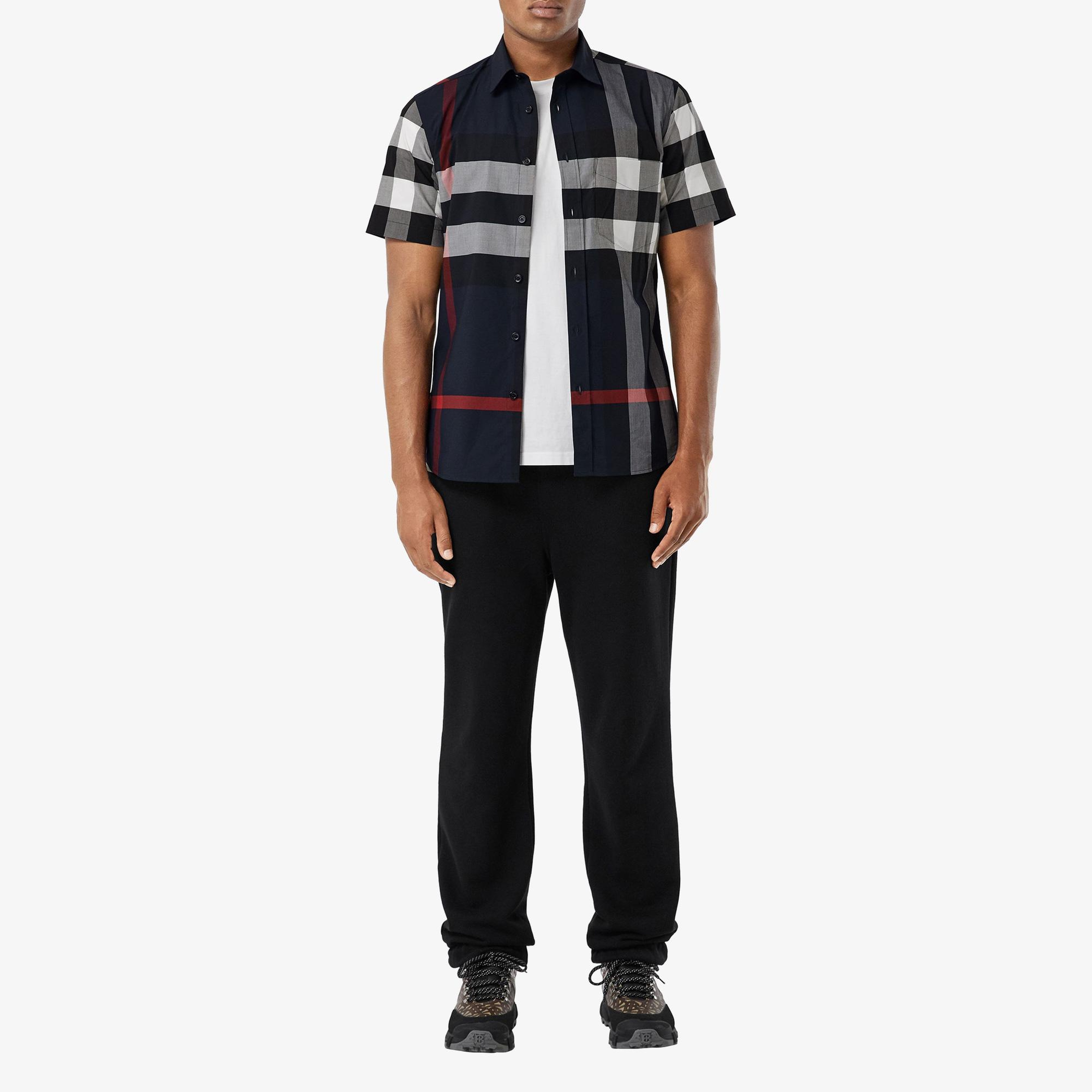 Burberry Somerton Stretch Cotton Poplin Erkek Lacivert Gömlek