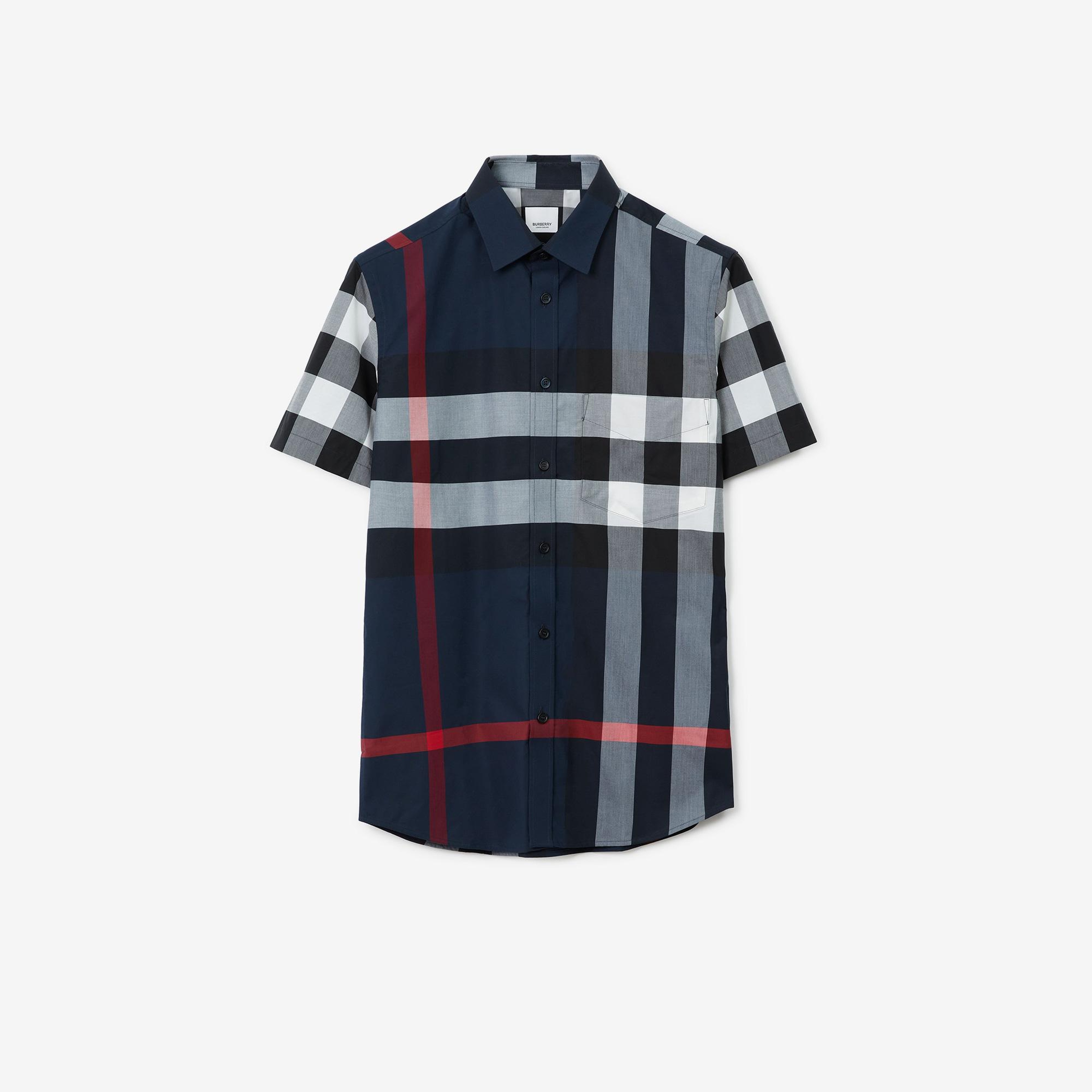 Burberry Somerton Stretch Cotton Poplin Erkek Lacivert Gömlek