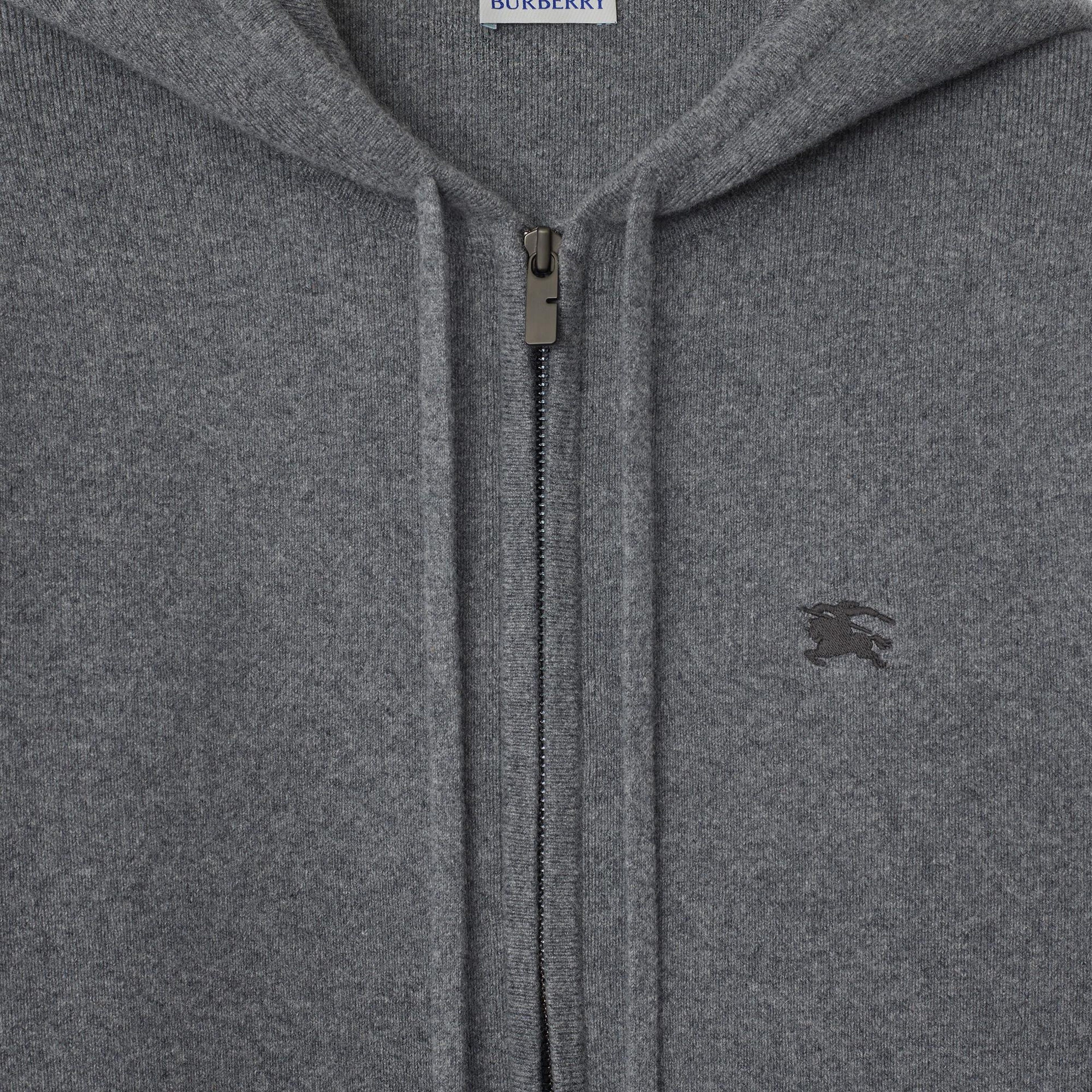 Burberry Cashmere Blend Zip Erkek Gri Hoodie