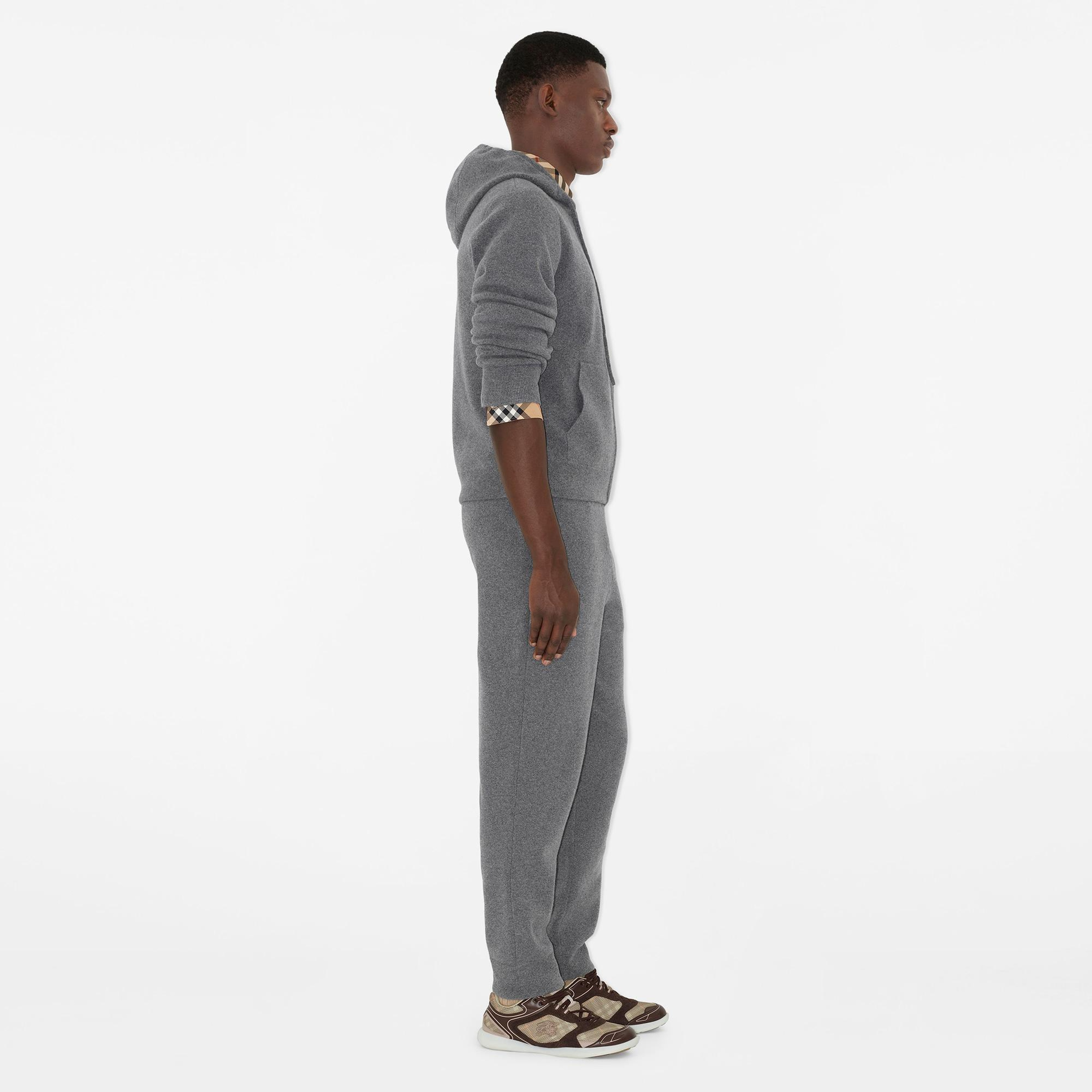 Burberry Cashmere Blend Zip Erkek Gri Hoodie