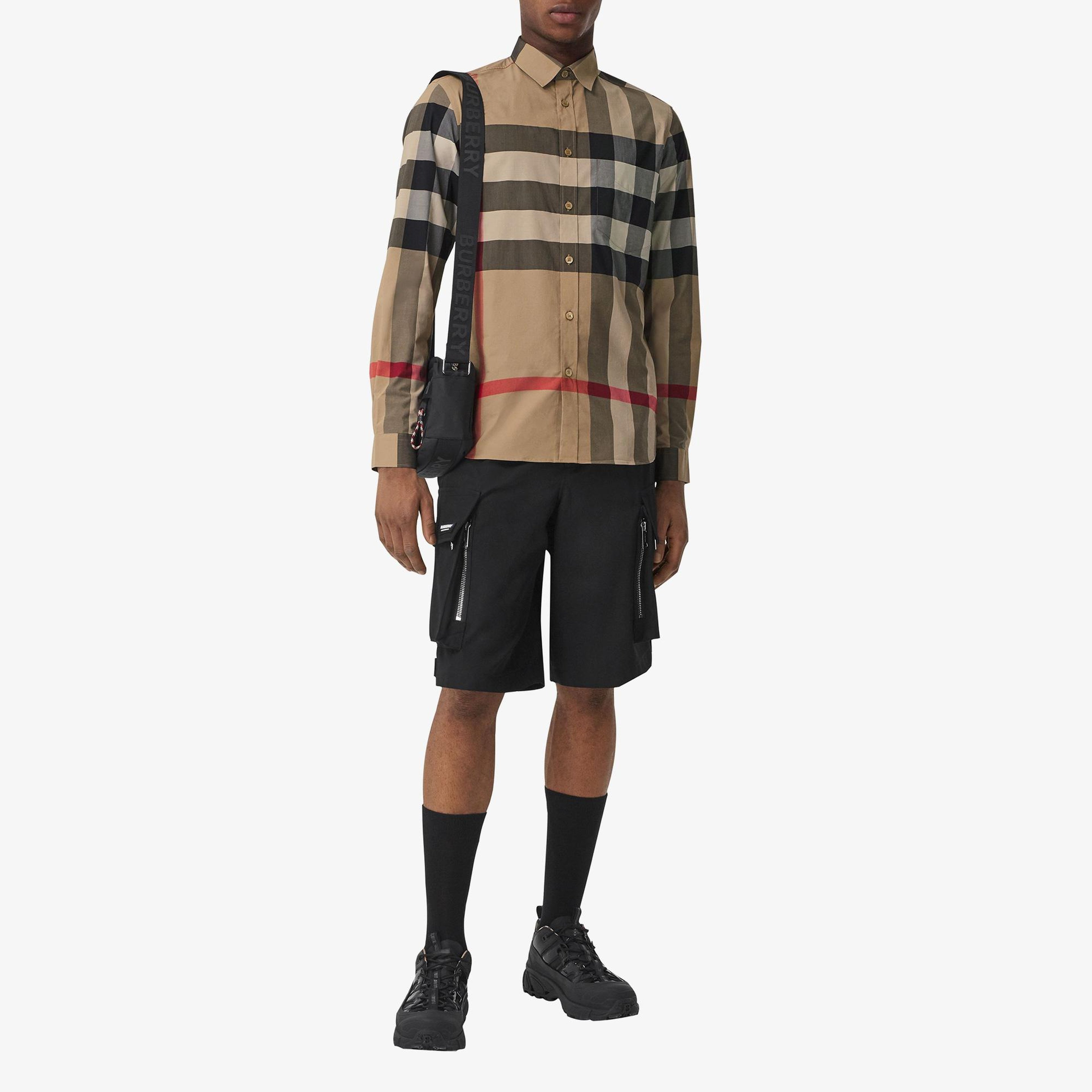 Burberry Somerton Stretch Cotton Poplin Erkek Bej Gömlek