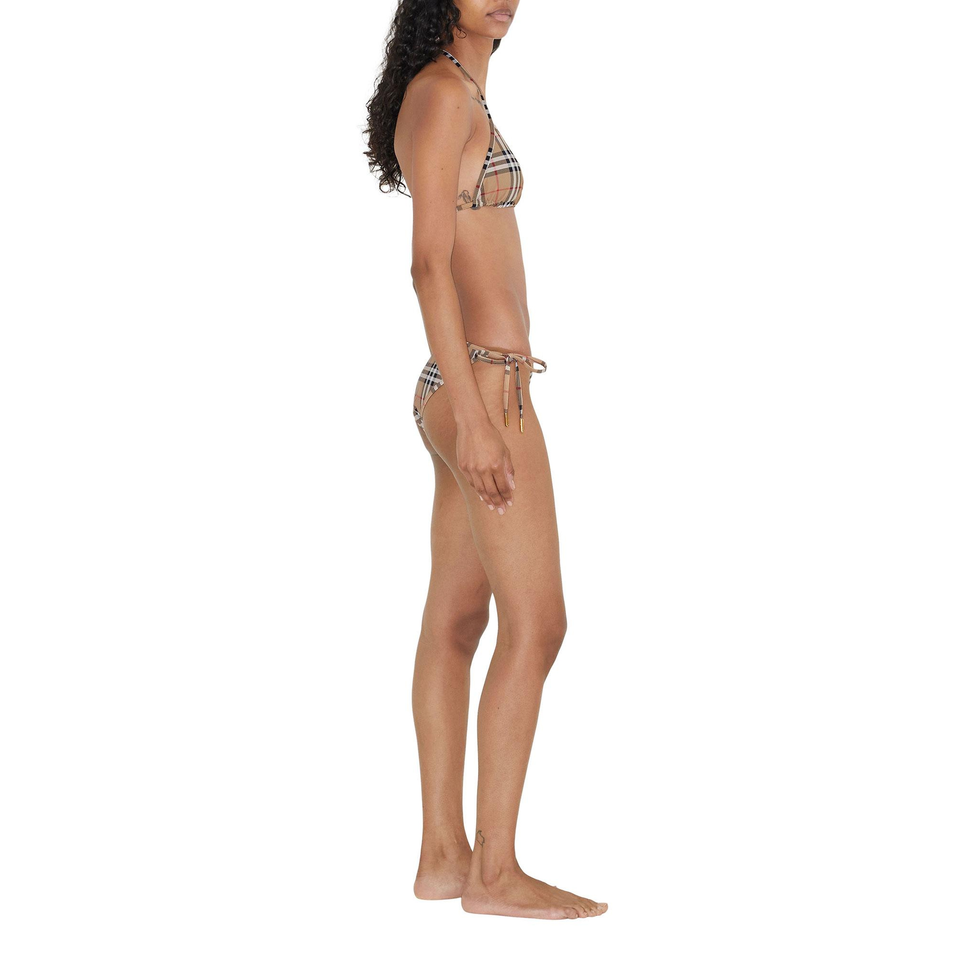 Burberry Check Triangle Kadın Bej Bikini Üstü