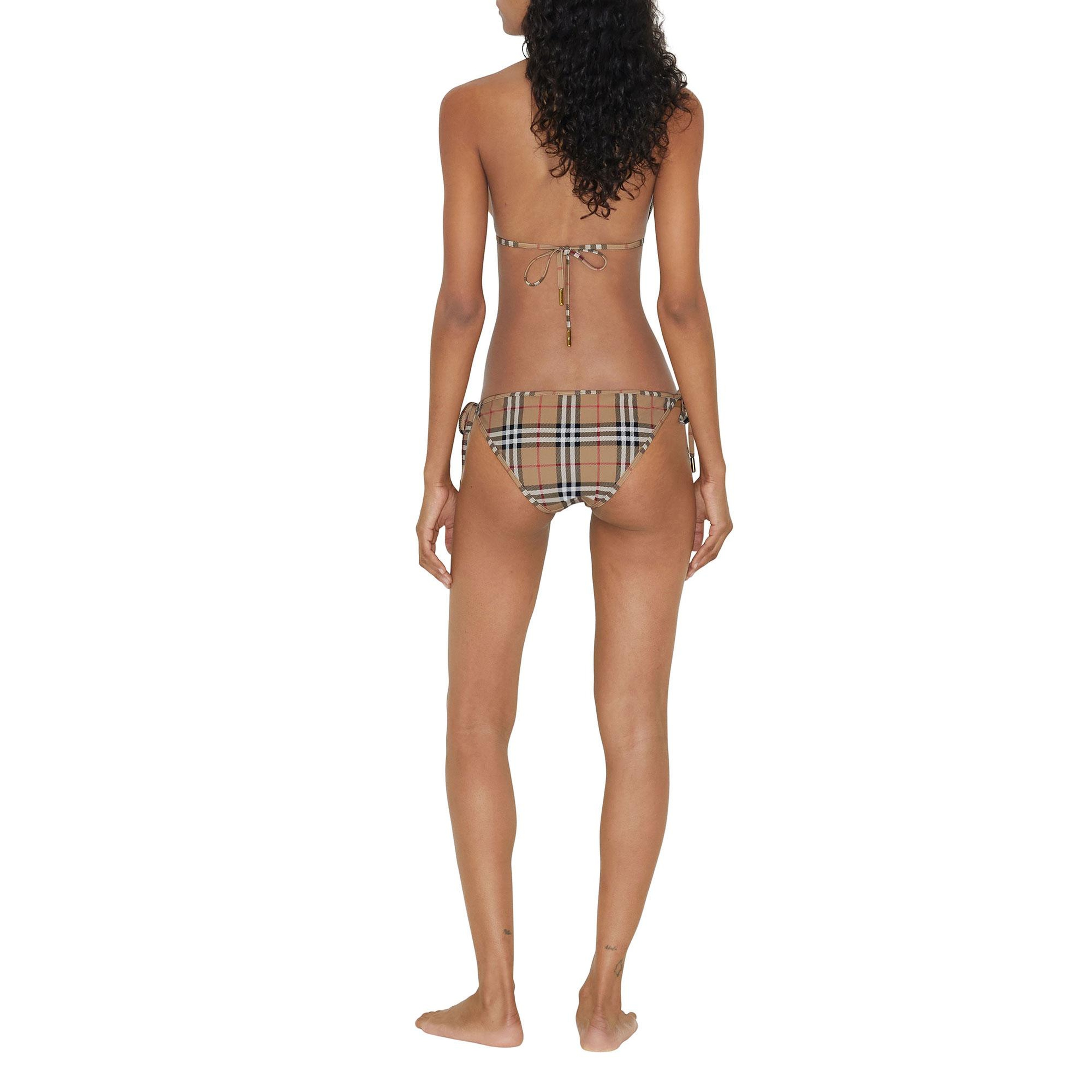 Burberry Check Triangle Kadın Bej Bikini Üstü