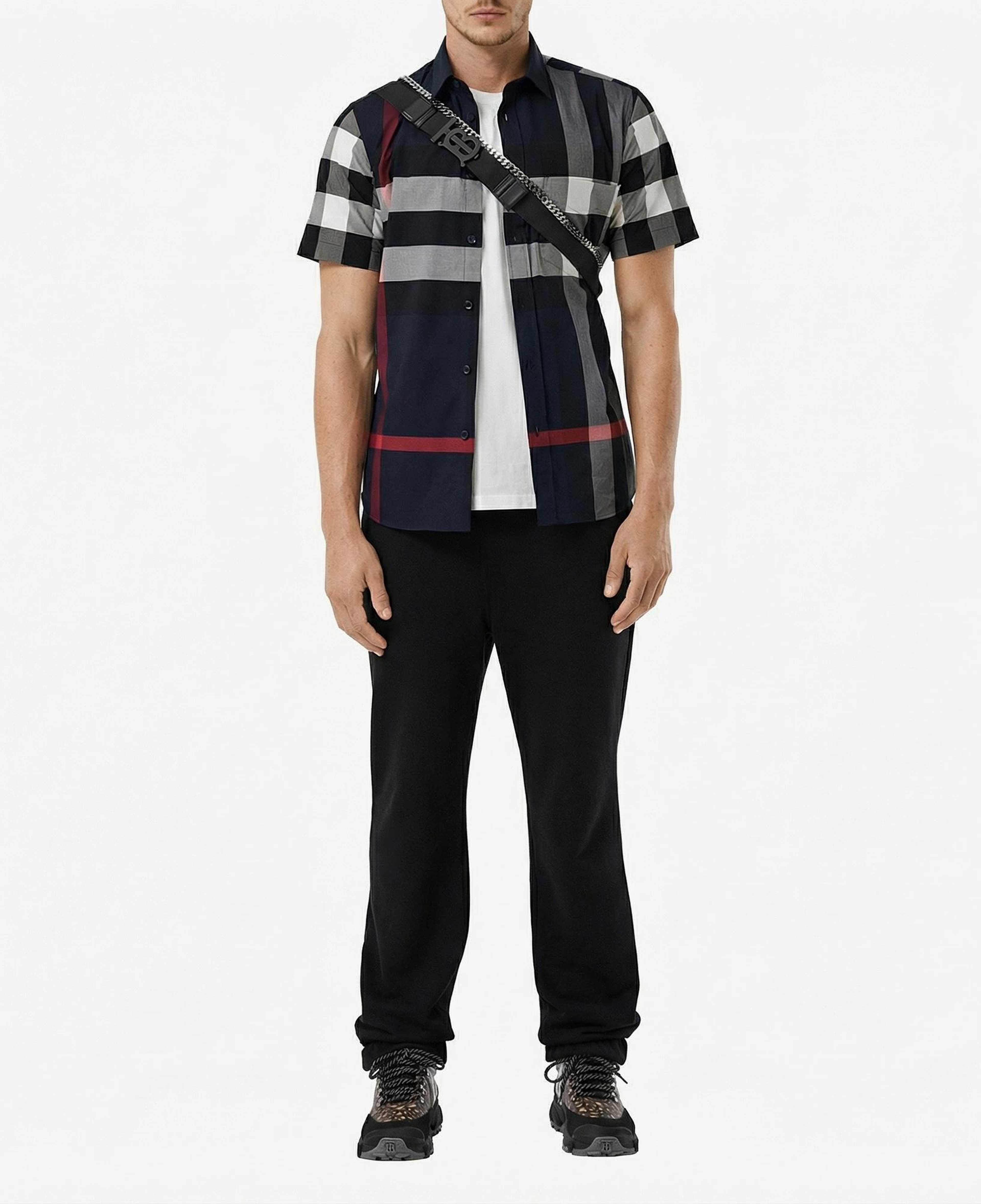 Burberry Somerton Stretch Cotton Poplin Erkek Lacivert Gömlek