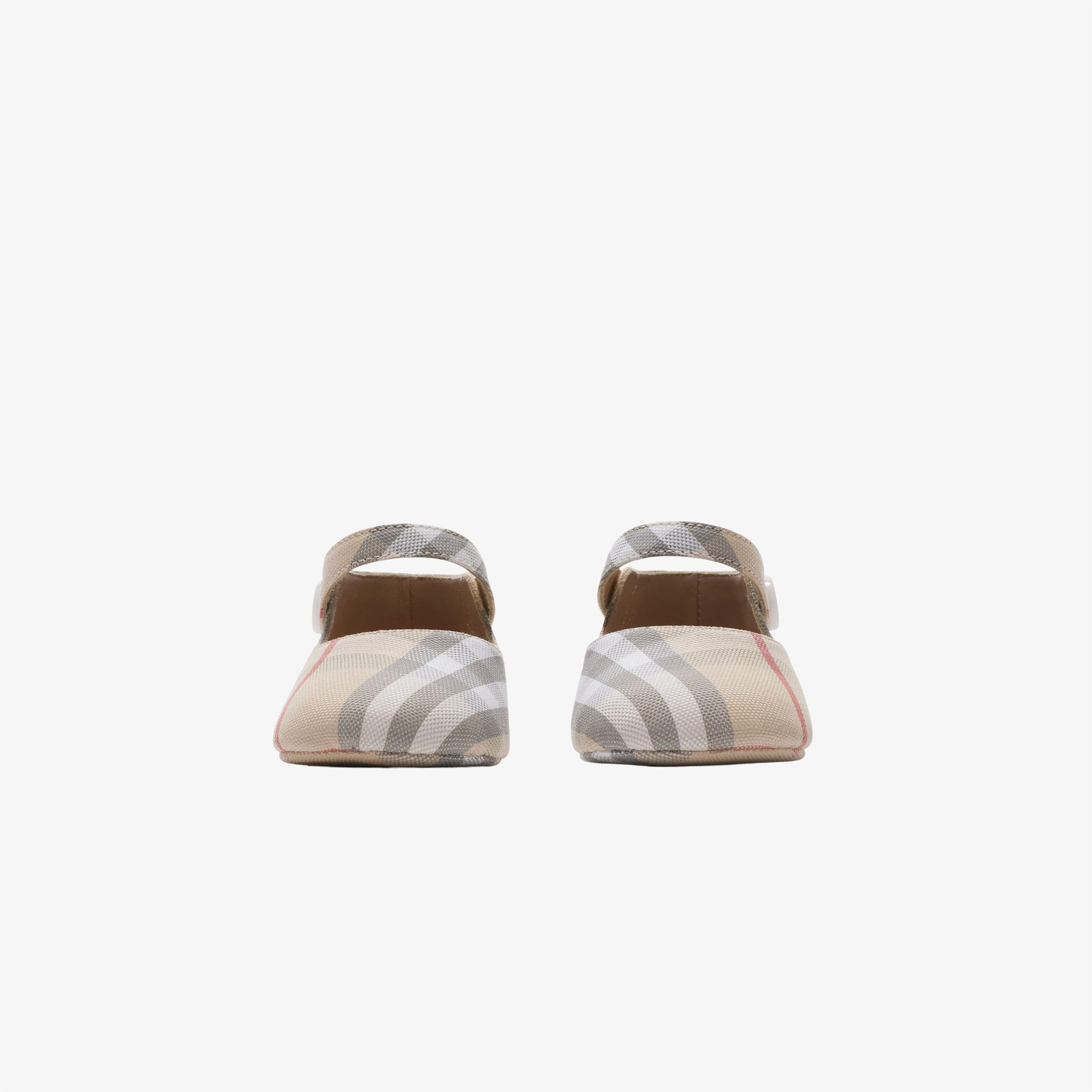Burberry Check Pamuklu Mary Jane Çocuk Bej Sneaker