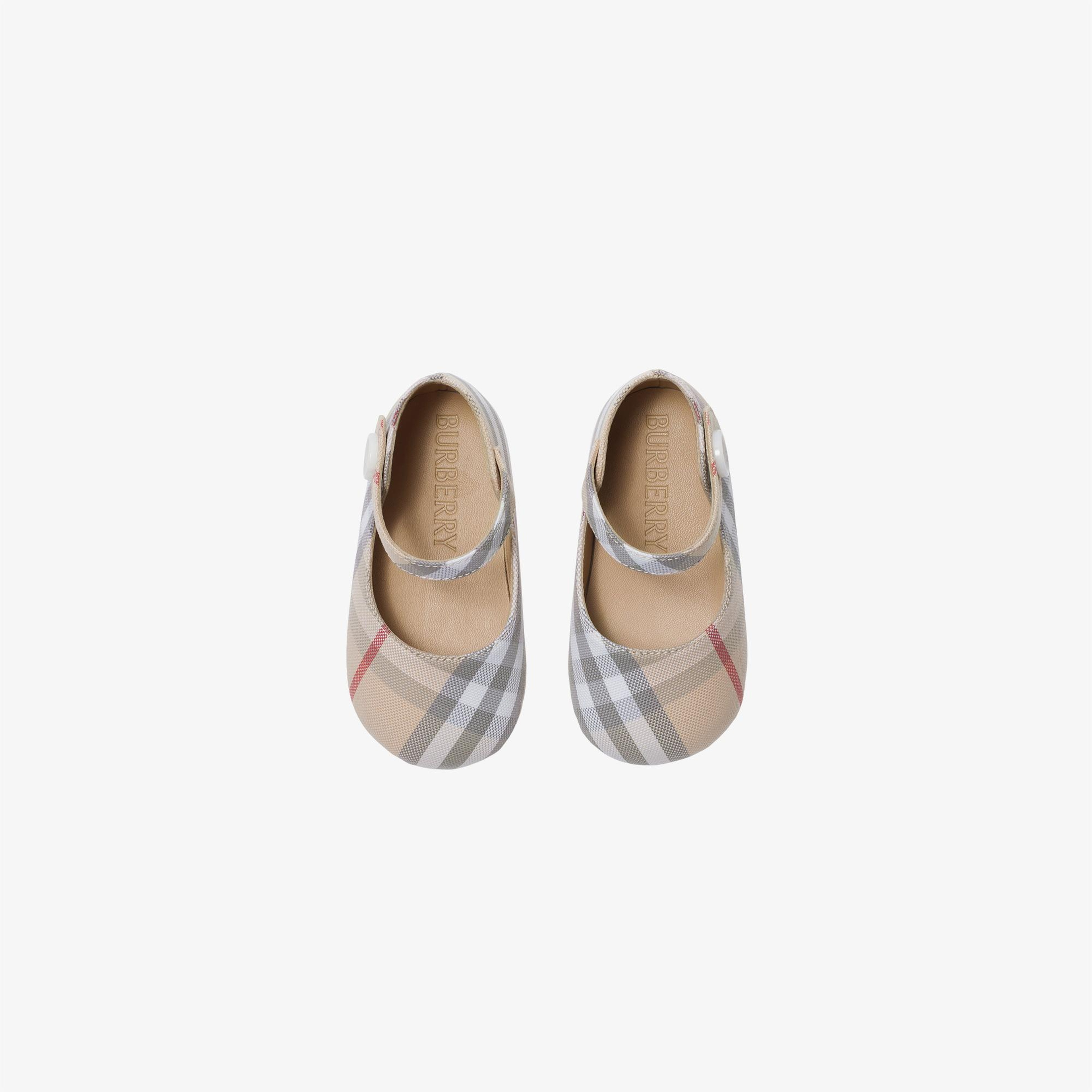 Burberry Check Pamuklu Mary Jane Çocuk Bej Sneaker