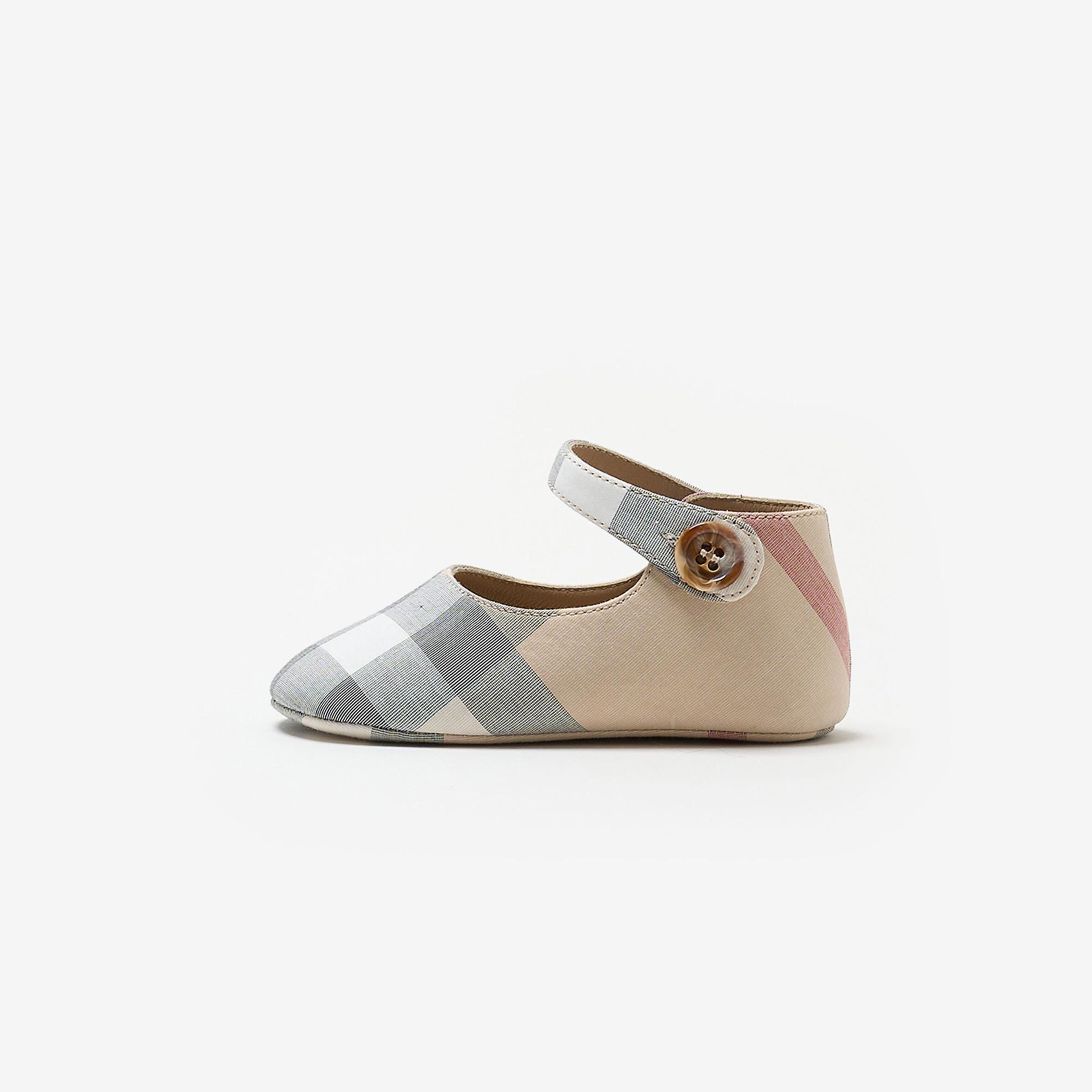 Burberry Check Pamuklu Mary Jane Çocuk Bej Sneaker