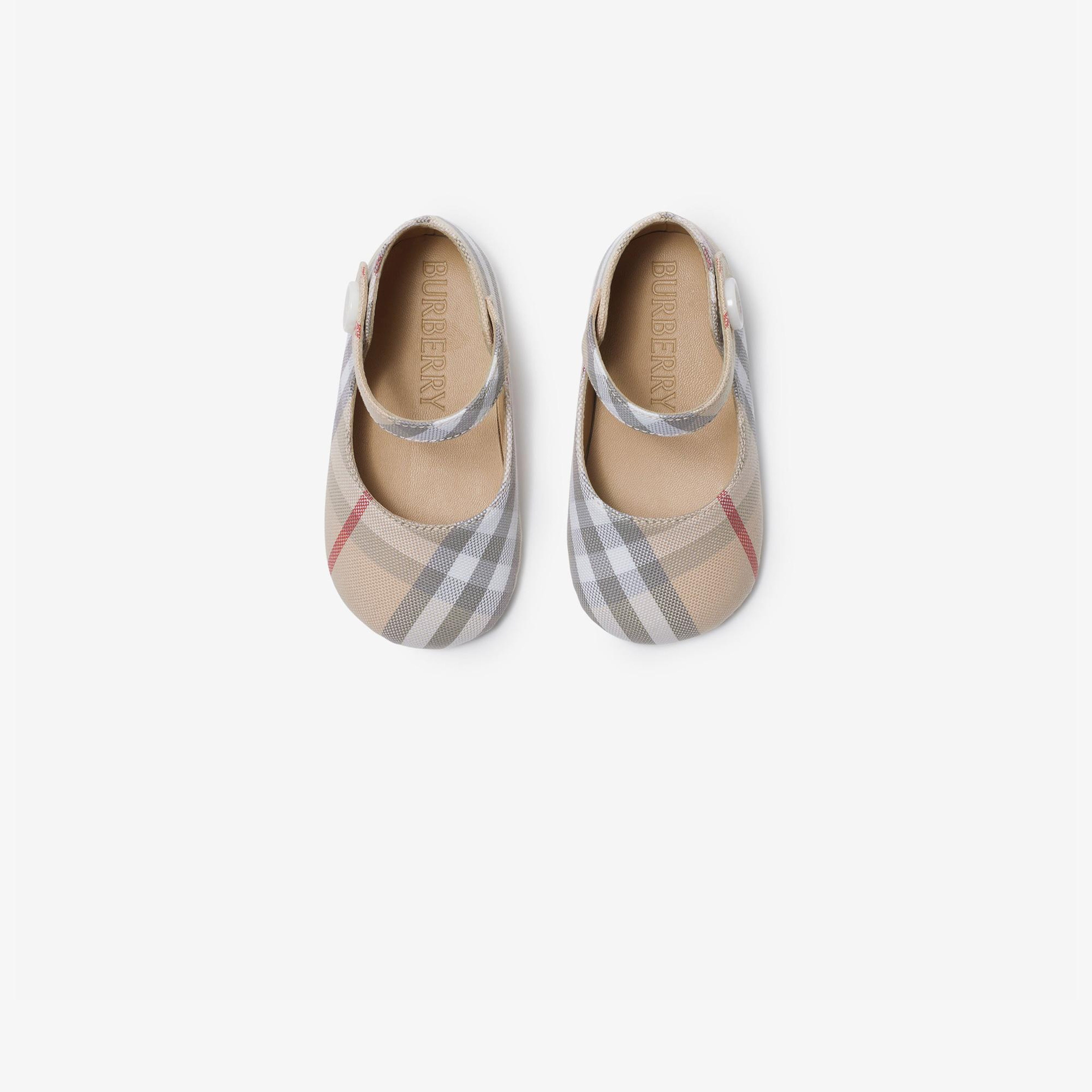 Burberry Check Pamuklu Mary Jane Çocuk Bej Sneaker