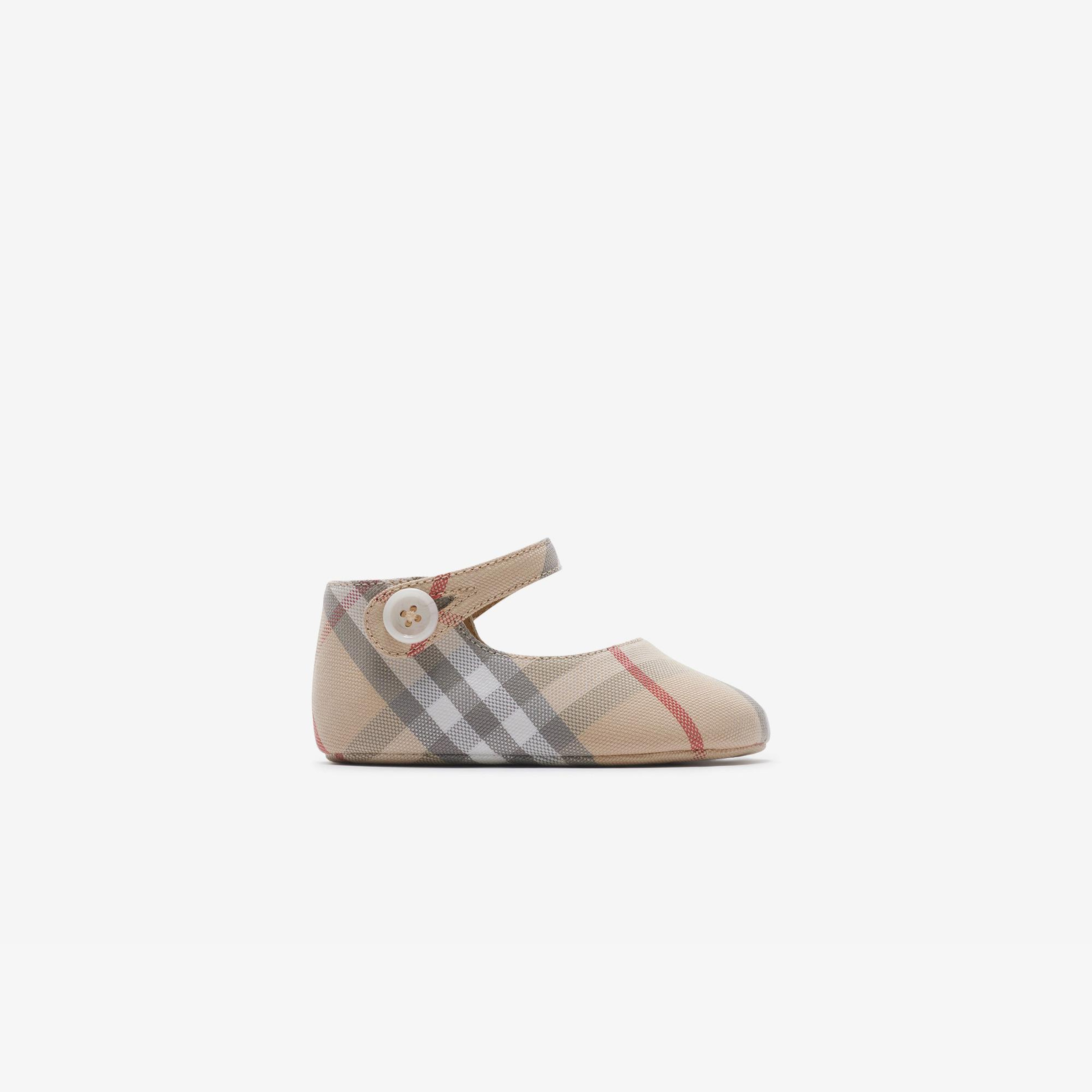 Burberry Check Pamuklu Mary Jane Çocuk Bej Sneaker