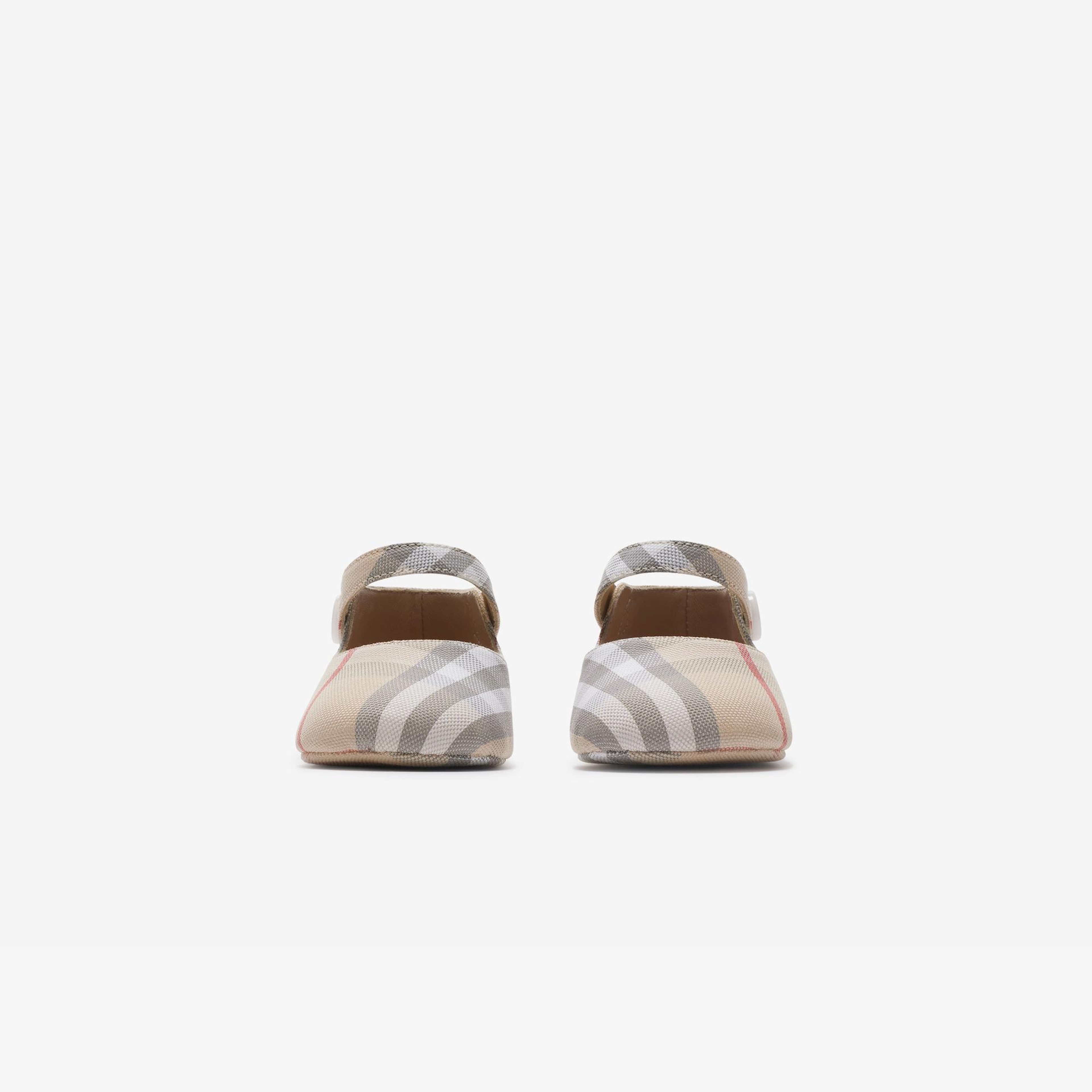 Burberry Check Pamuklu Mary Jane Çocuk Bej Sneaker