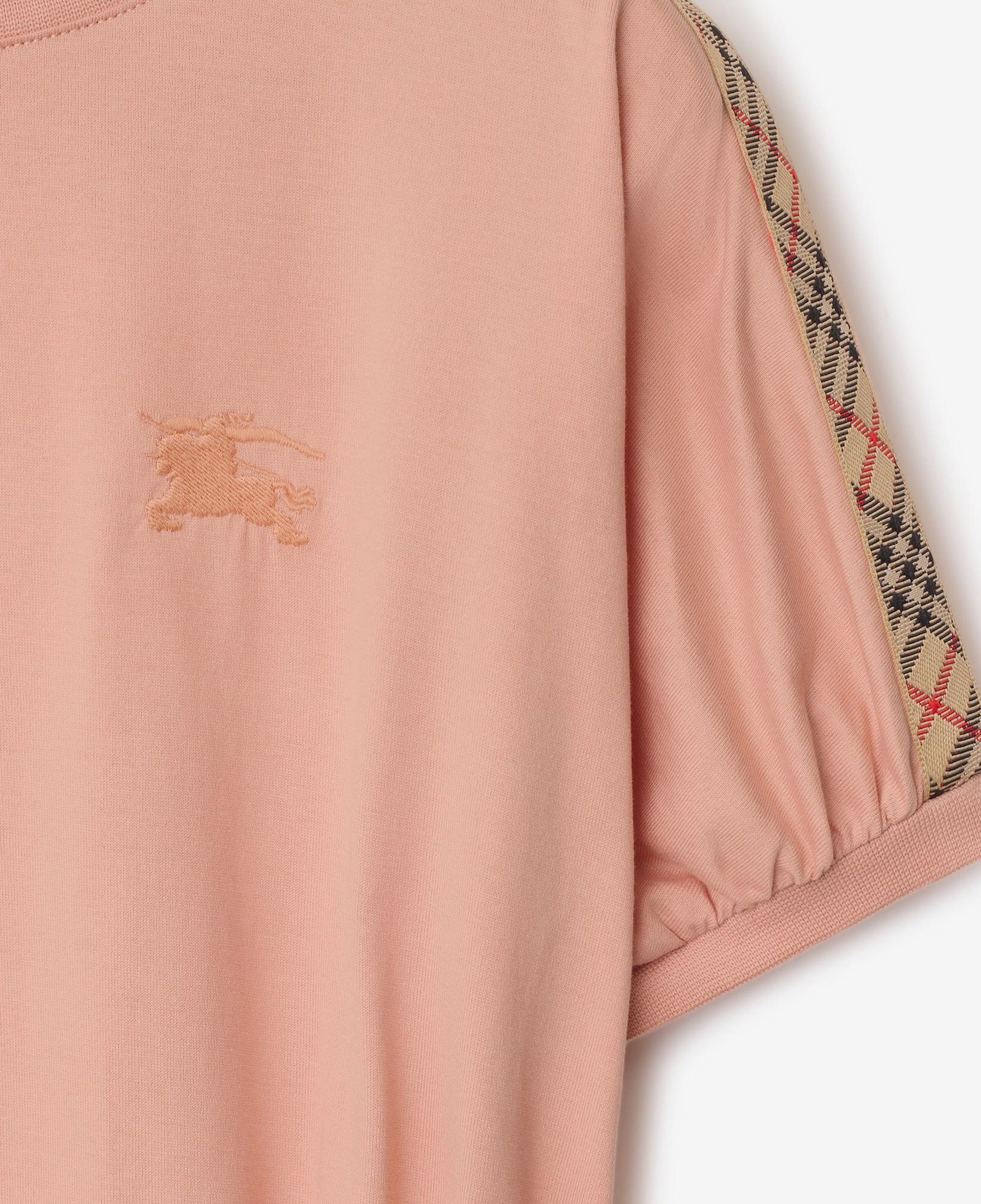 Burberry Gladys Tape Check Trim Cotton Çocuk Pembe Elbise