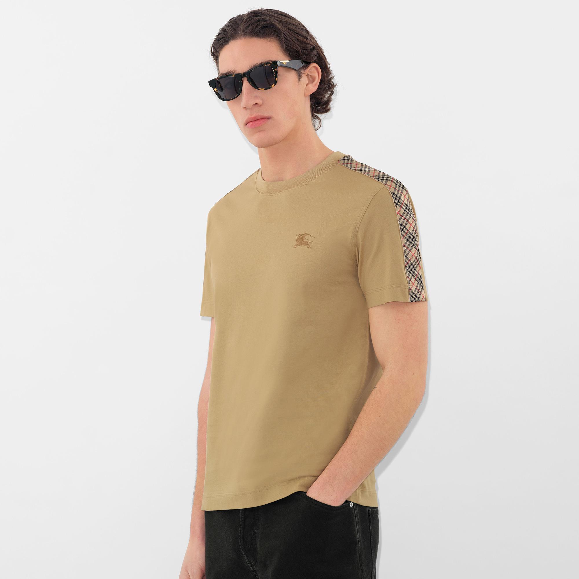 Burberry Tal Trim Cotton Erkek Bej T-Shirt