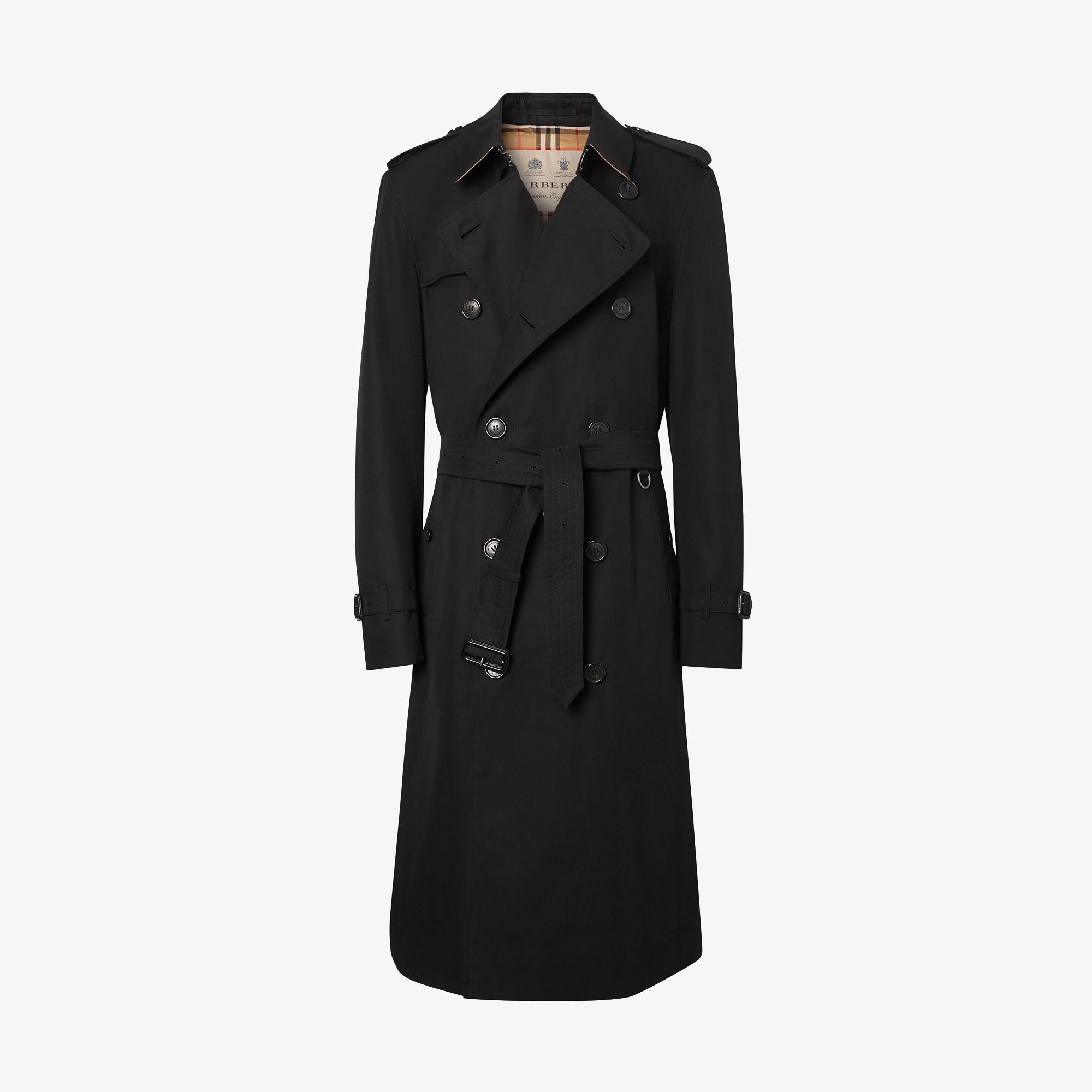 Burberry The Long Chelsea Heritage Erkek Siyah Trençkot