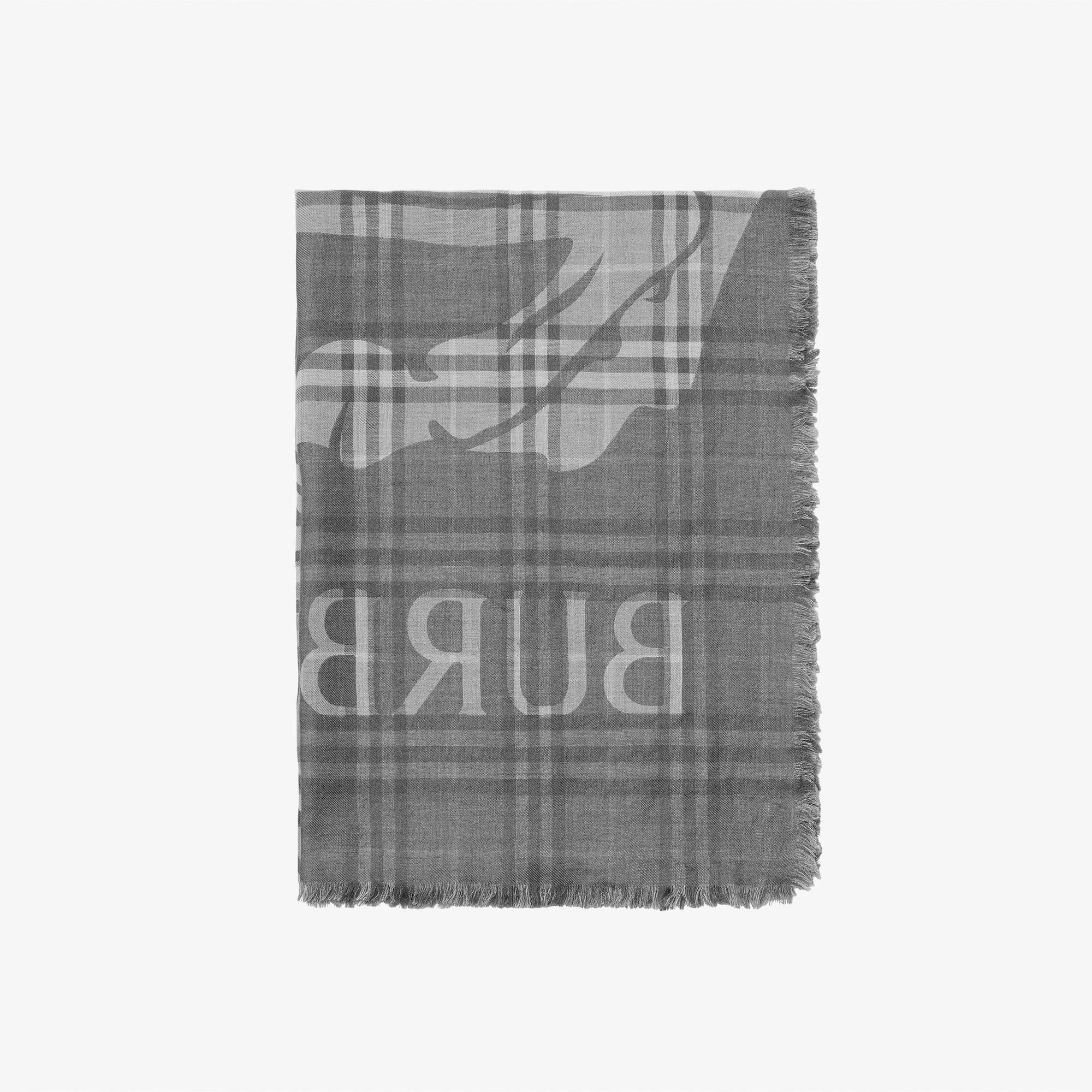Burberry 200X70 Ekd Check Kadın Gri Atkı
