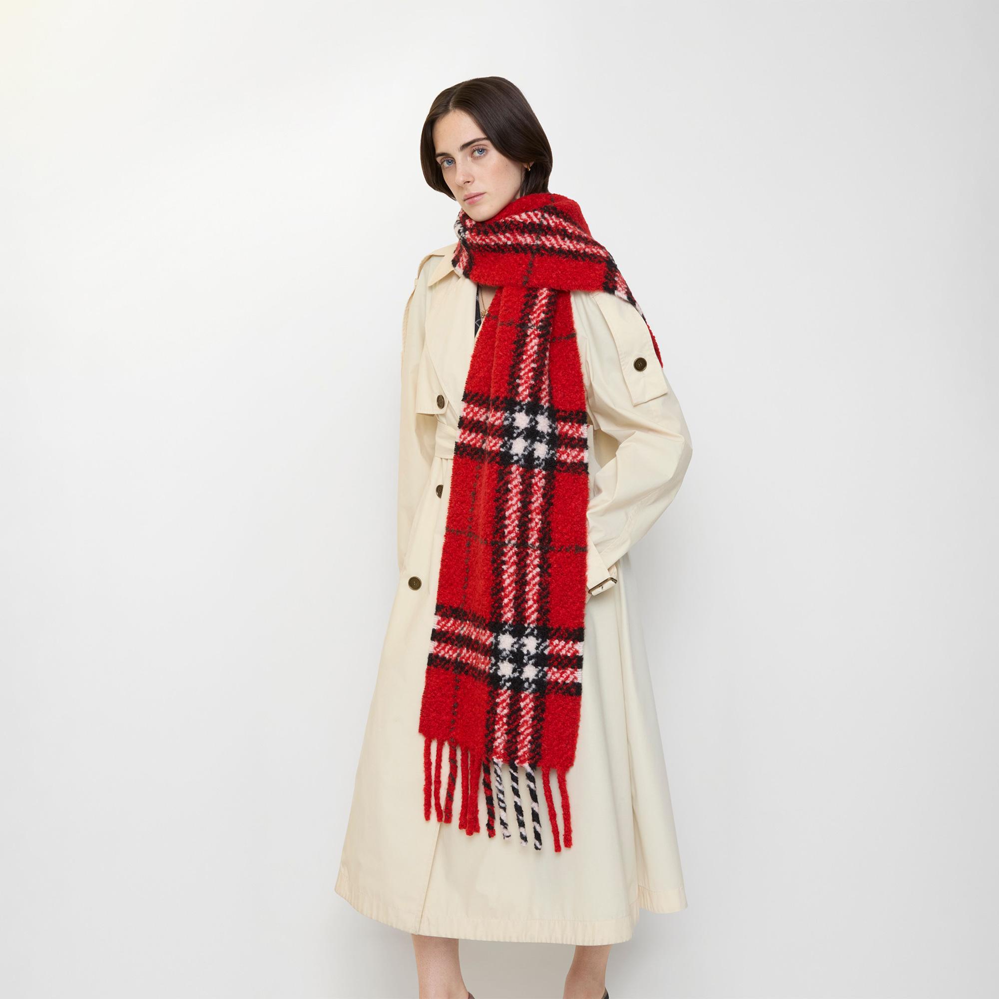 Burberry Check Boucle Kadın Kırmızı Atkı