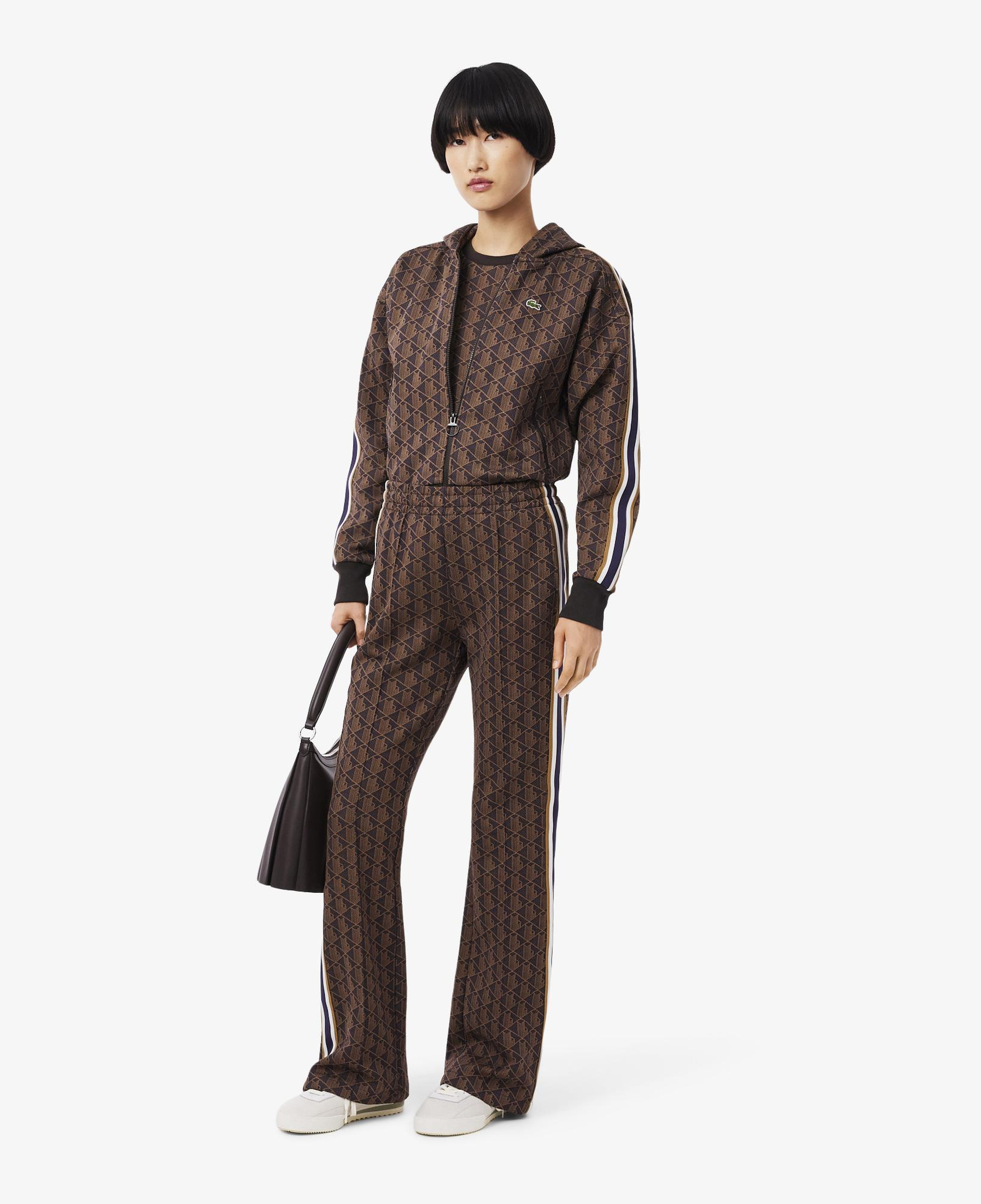 Lacoste Kadın Flare Fit Monogram Kahverengi Eşofman Altı